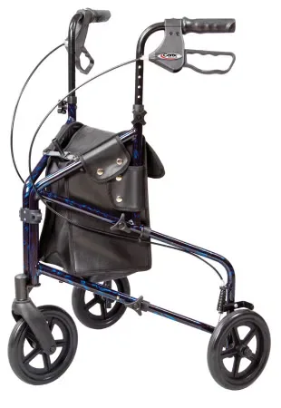 Carex® Trio Three-Wheel Rolling Walker, 31.75 - 38 Inch Handle Height, Blue