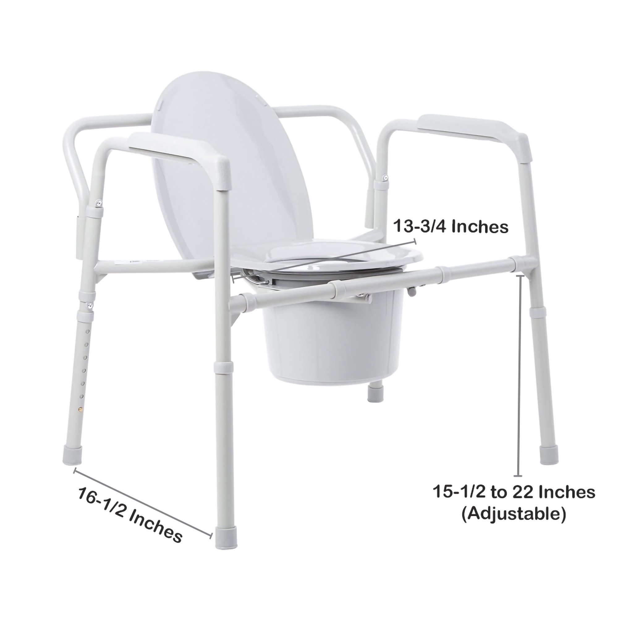 McKesson Fixed Arm Steel Folding Commode Chair, 15.5 - 22 Inch - Image 3