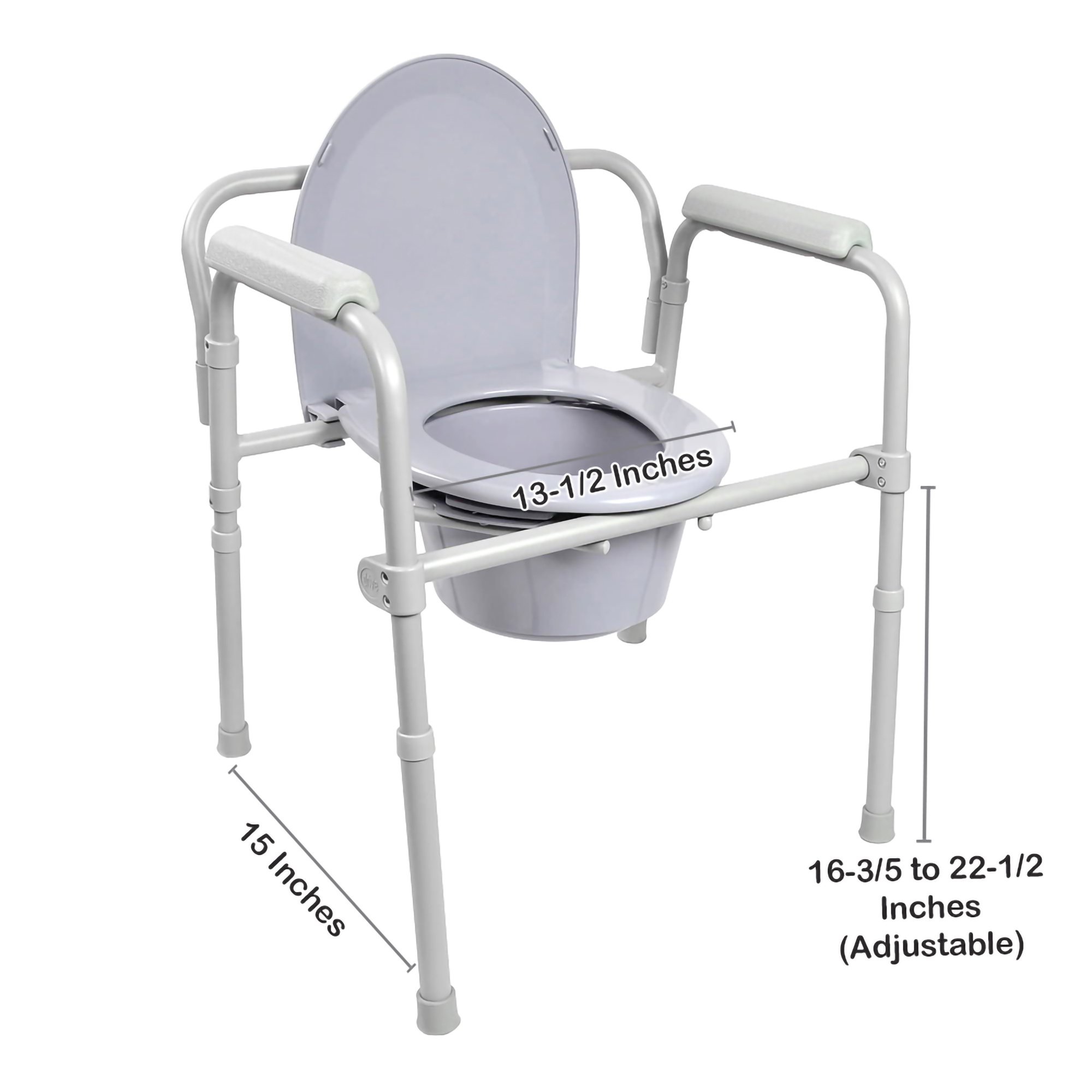 McKesson Folding Fixed Arm Steel Commode Chair - Image 5