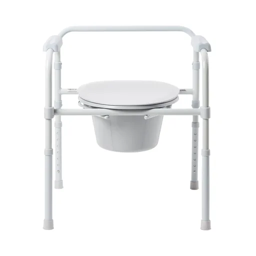 McKesson Folding Fixed Arm Steel Commode Chair, 15½ - 21¾ Inch