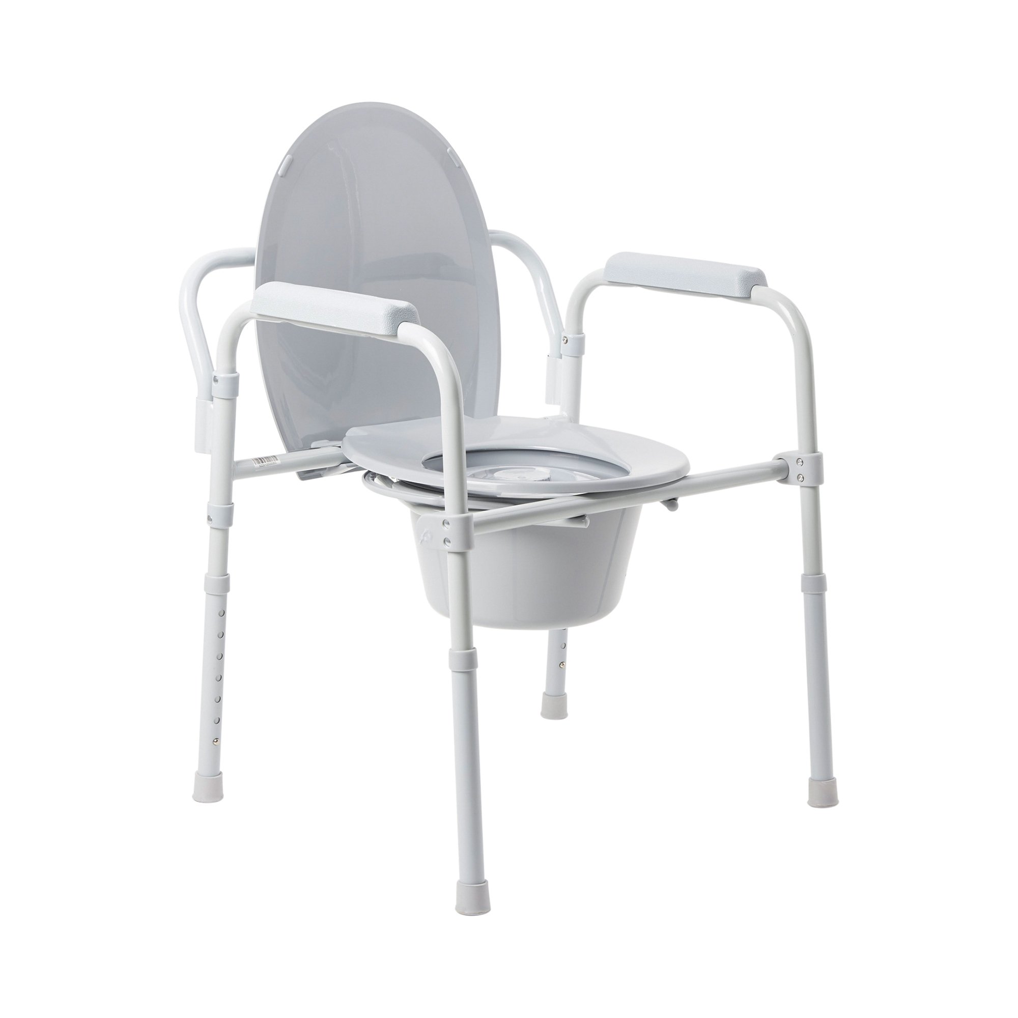 McKesson Folding Fixed Arm Steel Commode Chair, 15½ - 21¾ Inch - Image 2