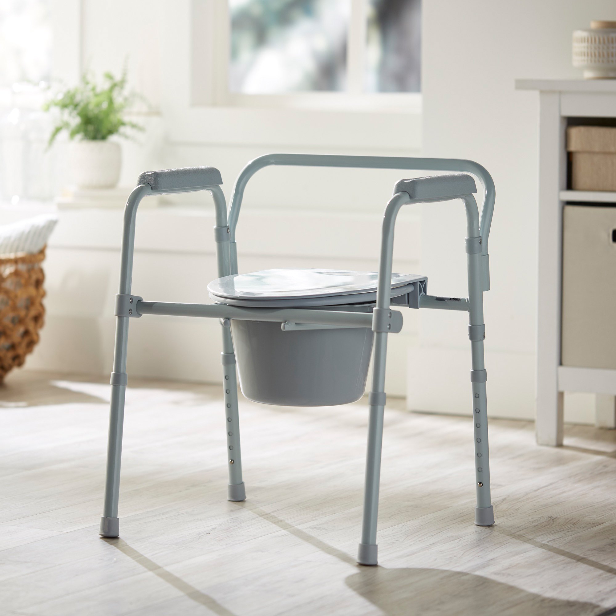 McKesson Folding Fixed Arm Steel Commode Chair, 16-2/3 - 22½ Inch Height - Image 3