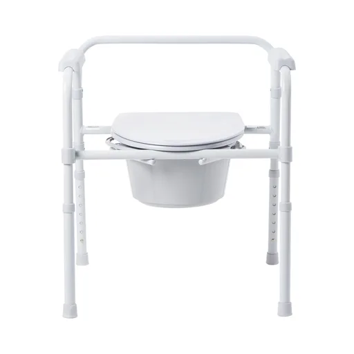 McKesson Folding Fixed Arm Steel Commode Chair, 16-2/3 - 22½ Inch Height