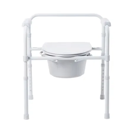 McKesson Folding Fixed Arm Steel Commode Chair, 16-2/3 - 22½ Inch Height