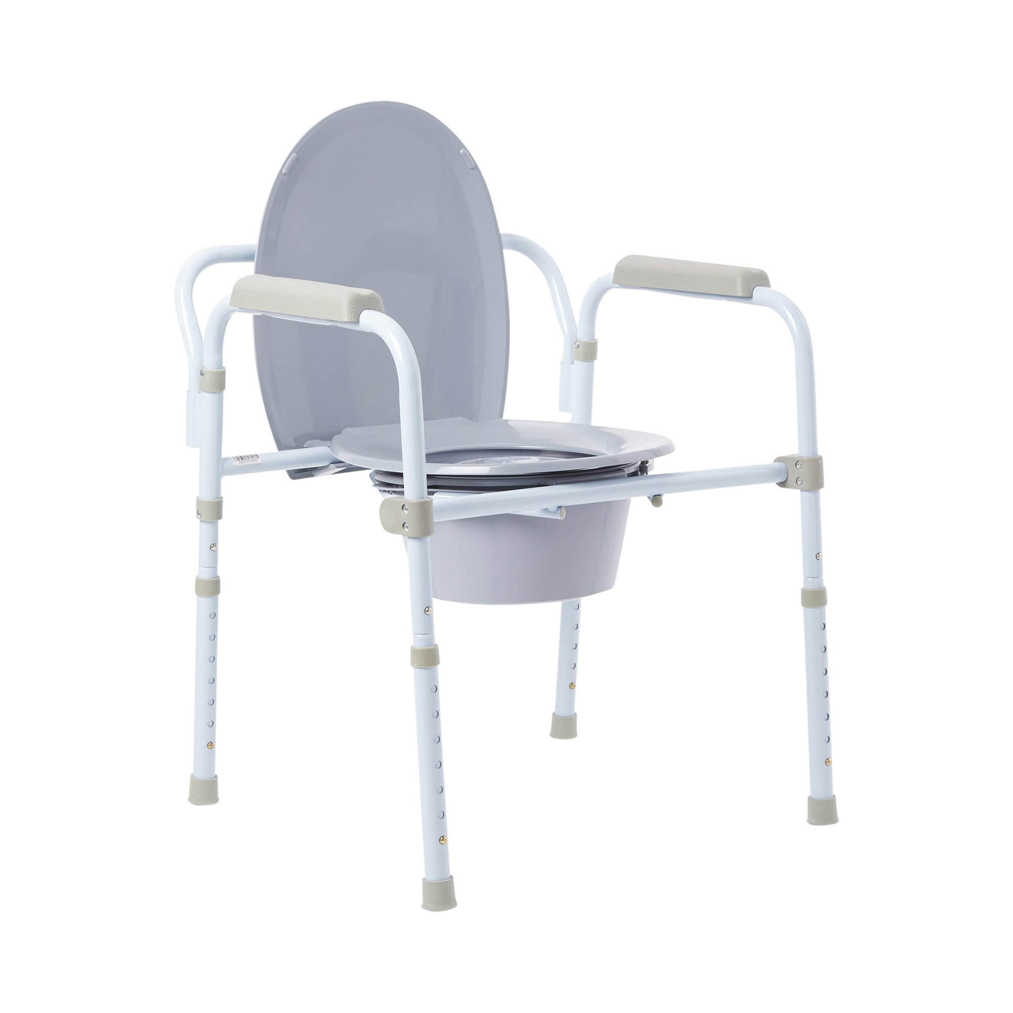 McKesson Folding, Fixed Arm, Steel Commode Chair, 17 - 23 Inch