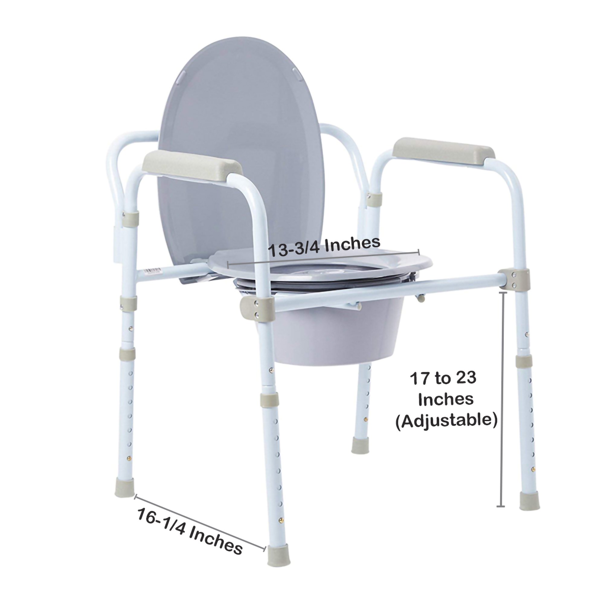 McKesson Folding, Fixed Arm, Steel Commode Chair, 17 - 23 Inch - Image 3