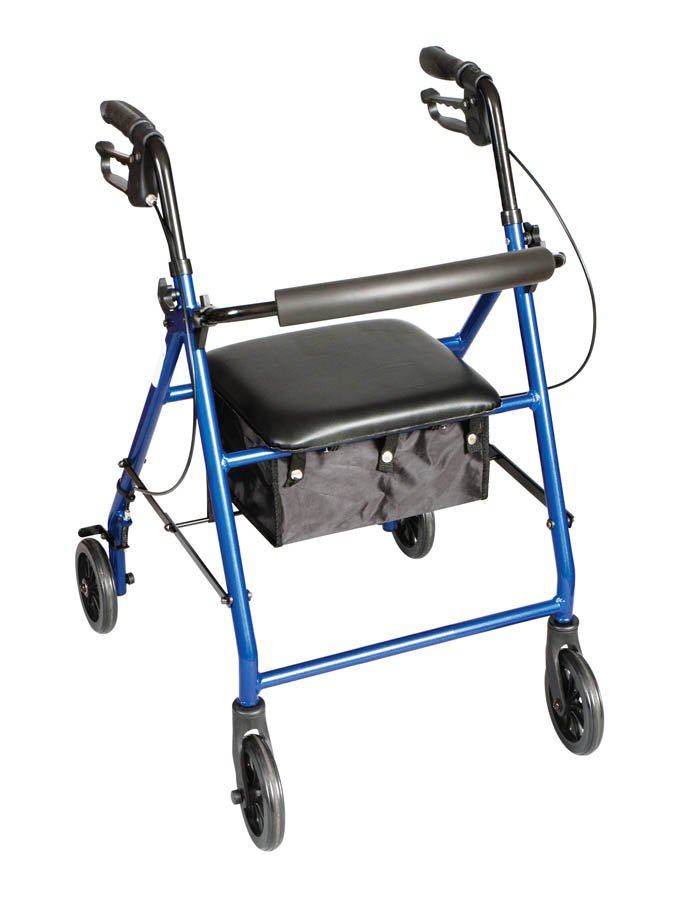 Carex® Classics Four-Wheel Rollator, 30 - 36 Inch, Metallic Blue