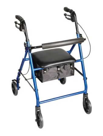 Carex® Classics Four-Wheel Rollator, 30 - 36 Inch, Metallic Blue