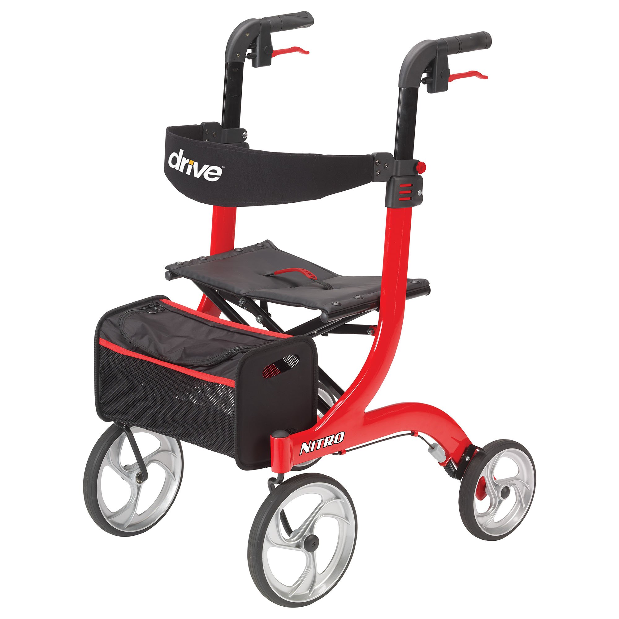 drive™ Nitro Four-Wheel Rollator, Red - Image 2