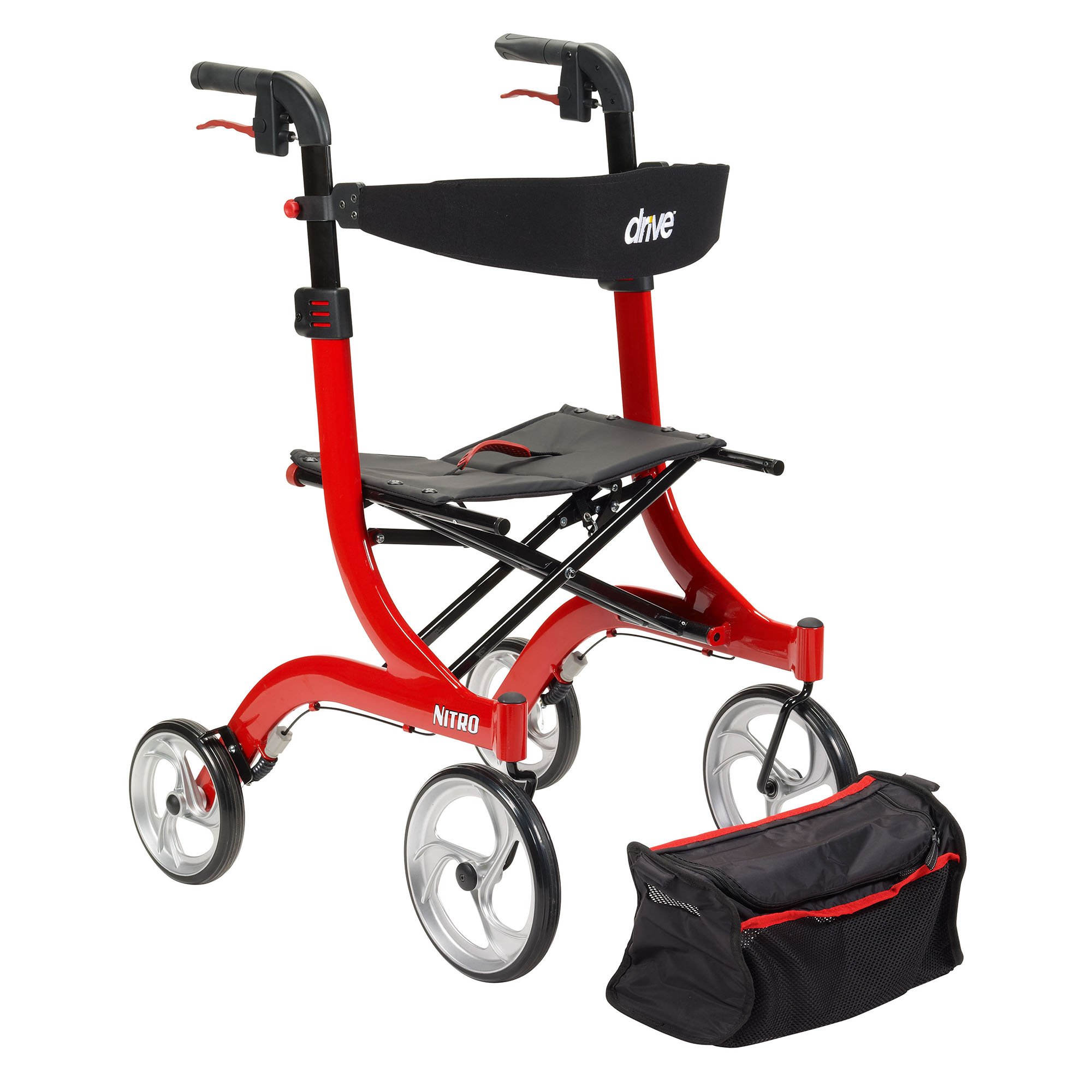 drive™ Nitro Four-Wheel Rollator, Red - Image 5