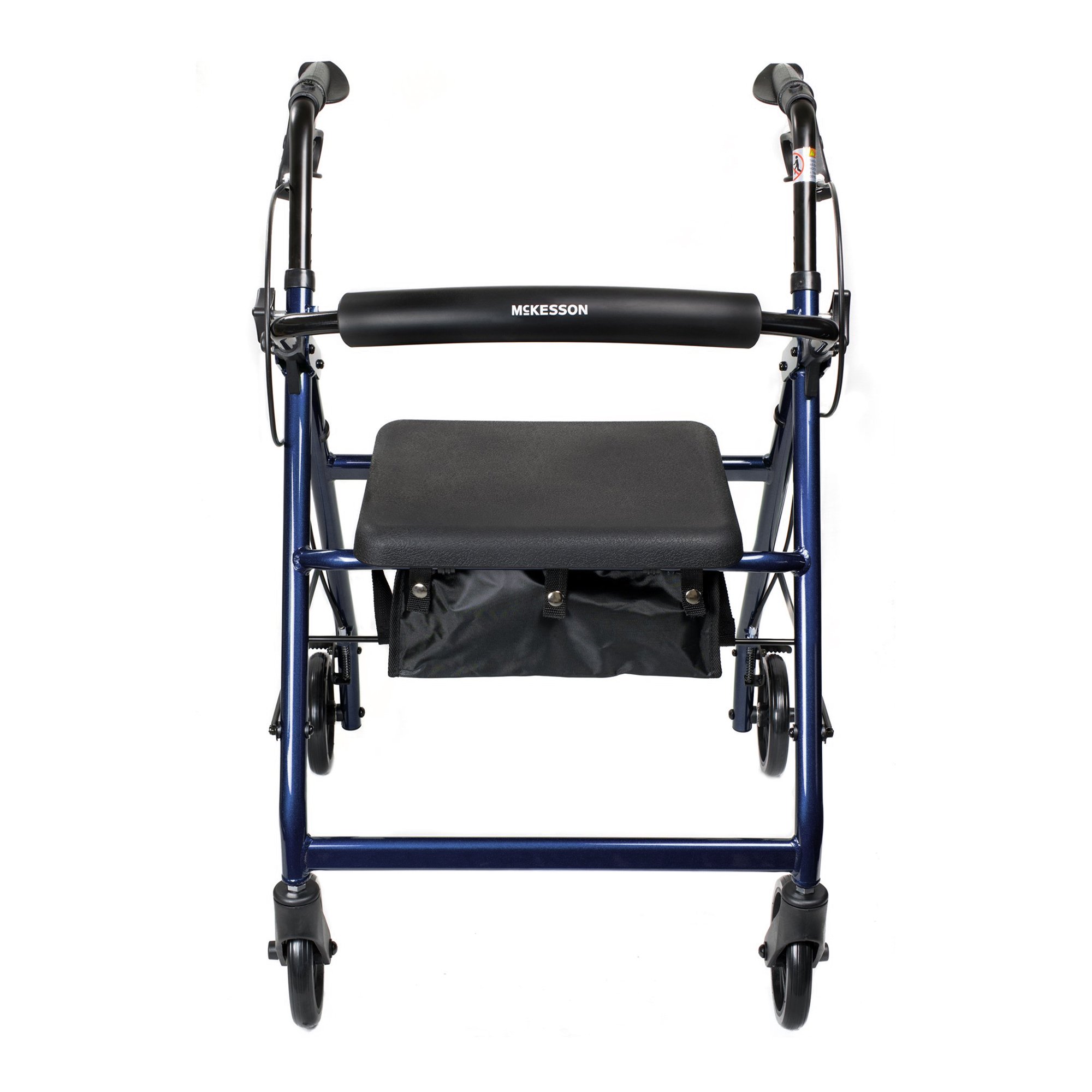 McKesson Blue Four-Wheel Rollator, 33 to 38 Inch Handle Height - Image 3
