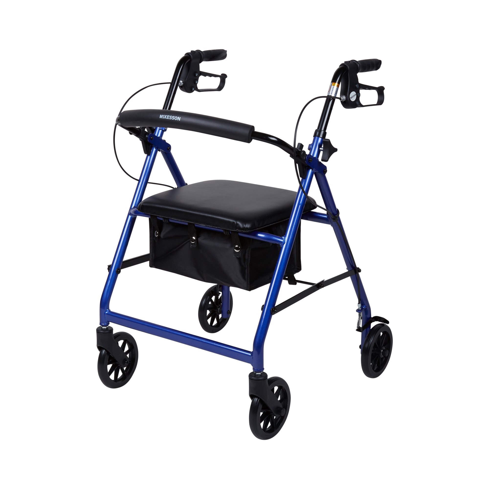 McKesson Folding Aluminum Four-Wheel Rollator, Blue - Image 3