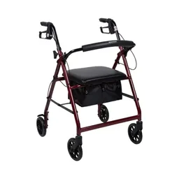 McKesson Folding Aluminum Four-Wheel Rollator, Red