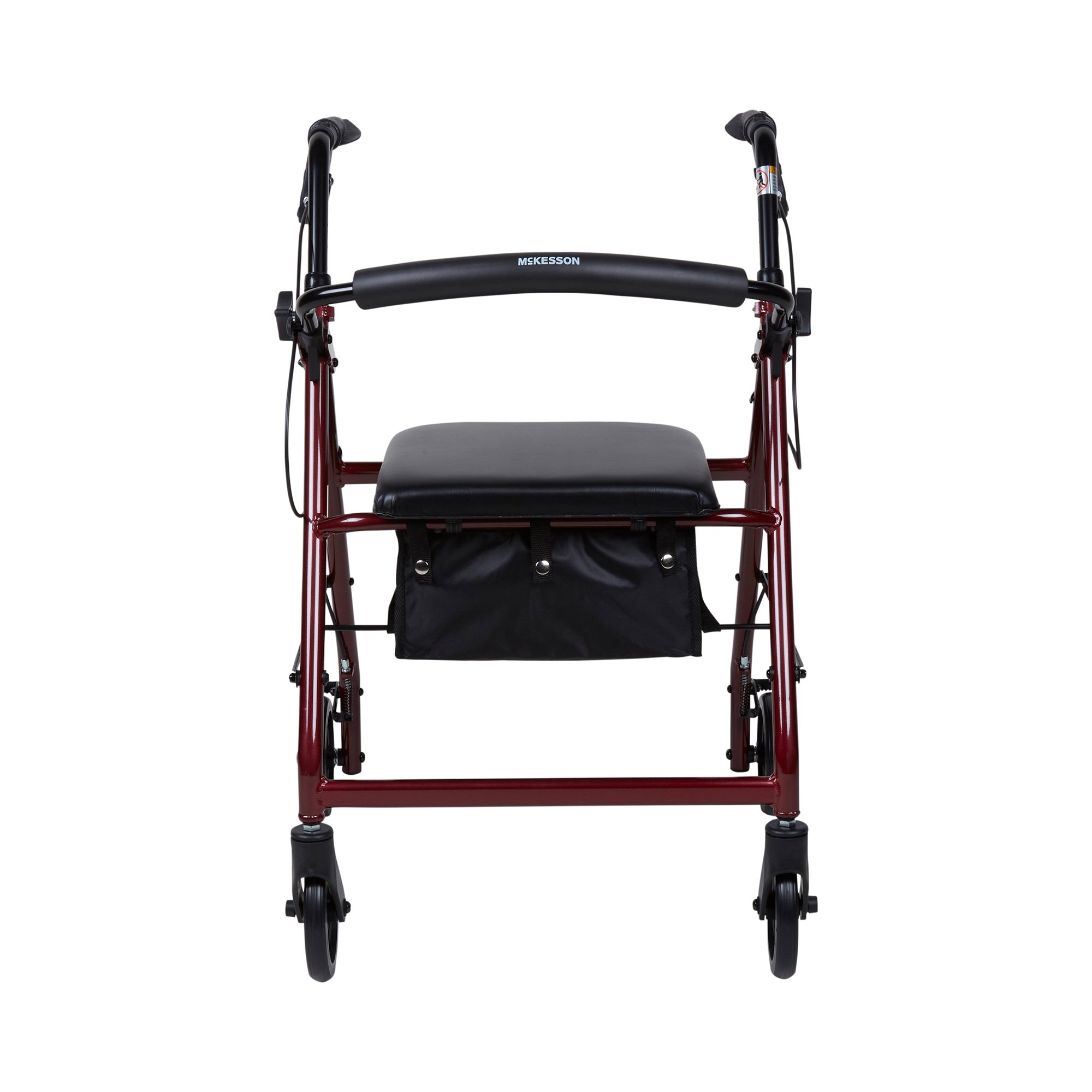 McKesson Folding Aluminum Four-Wheel Rollator, Red - Image 2