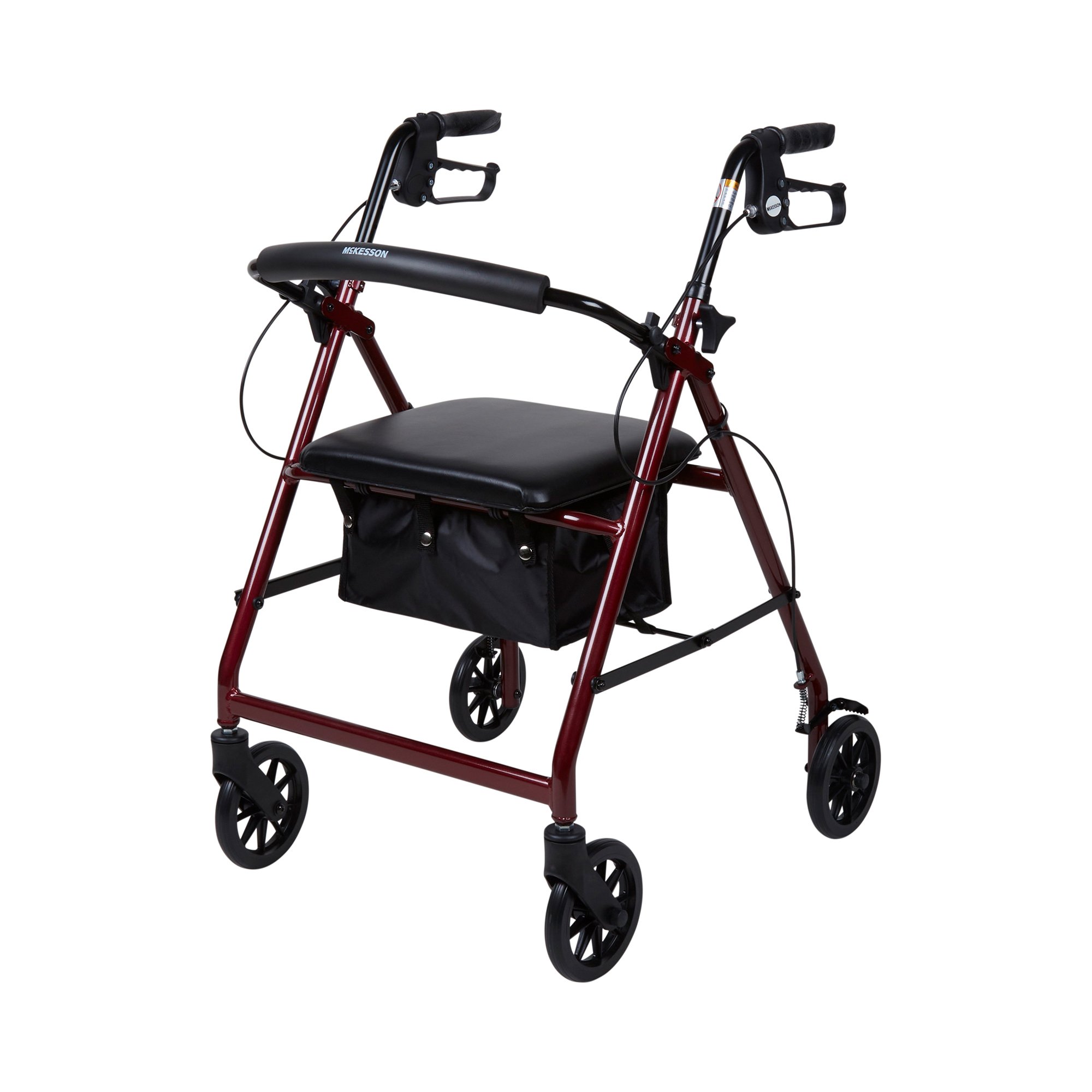 McKesson Folding Aluminum Four-Wheel Rollator, Red - Image 3