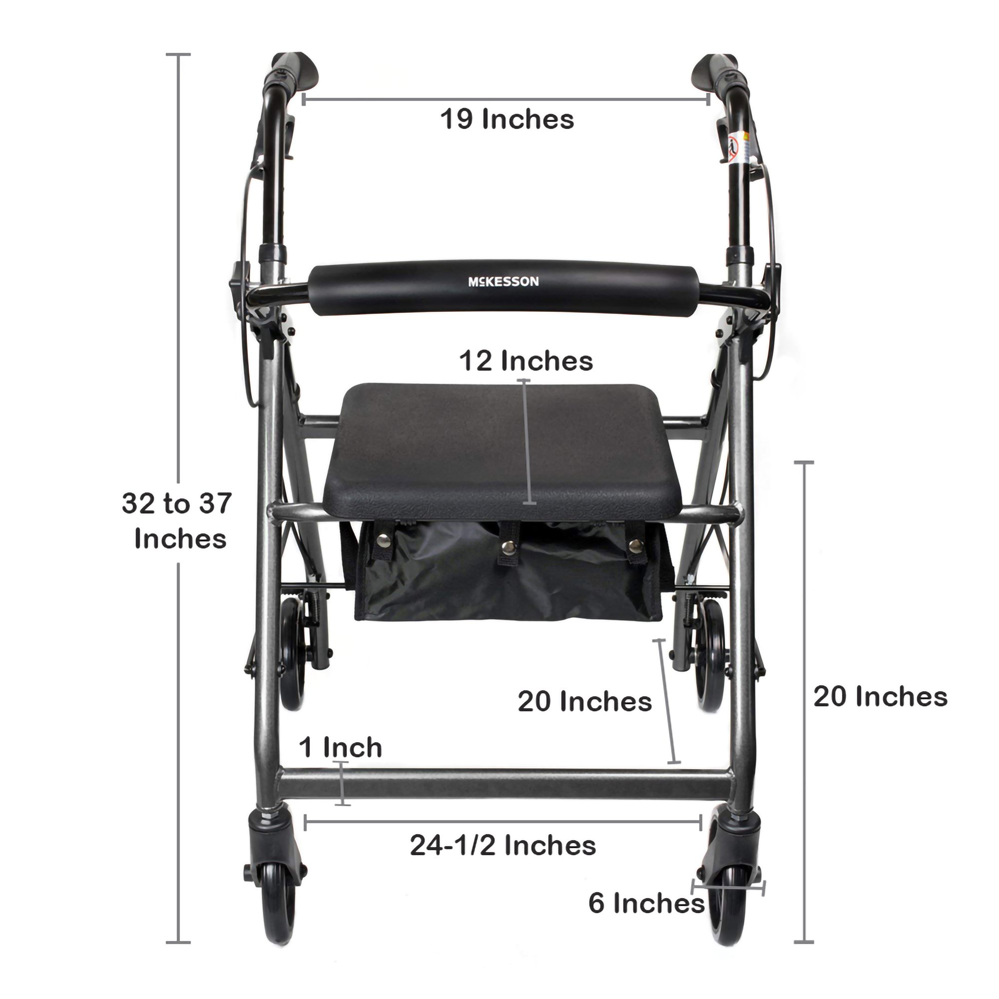 McKesson Folding Aluminum Four-Wheel Rollator, Silver - Image 5