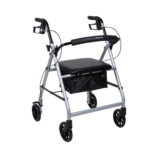 McKesson Folding Aluminum Four-Wheel Rollator, Silver