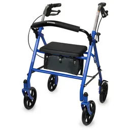 McKesson Folding Steel Four-Wheel Rollator, Blue