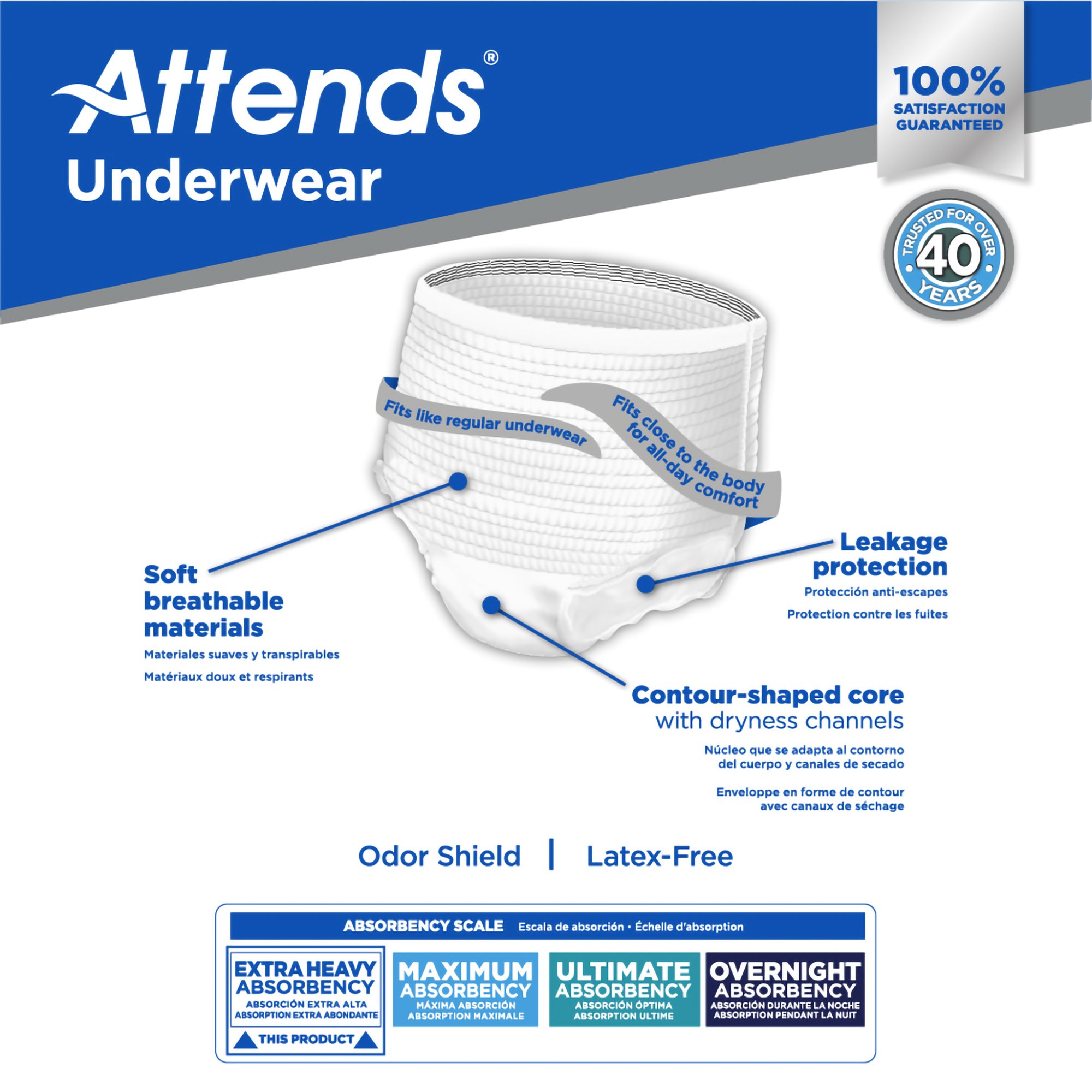 Attends® Care Adult Absorbent Underwear, Heavy Absorbency, Large, White - Image 6
