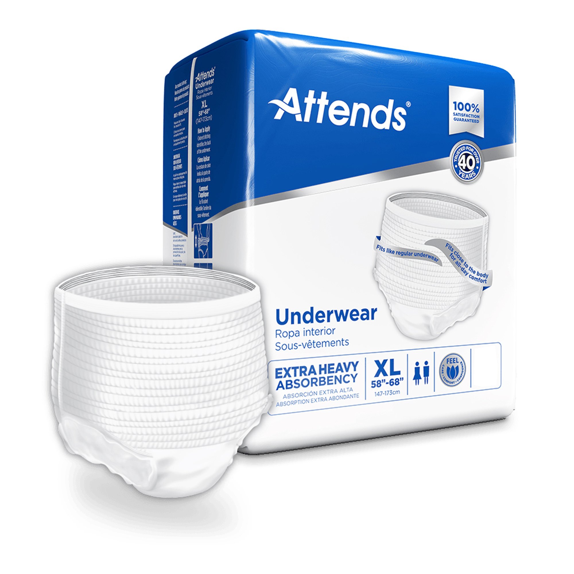Attends® Care Adult Absorbent Underwear, Heavy Absorbency, X-Large, White