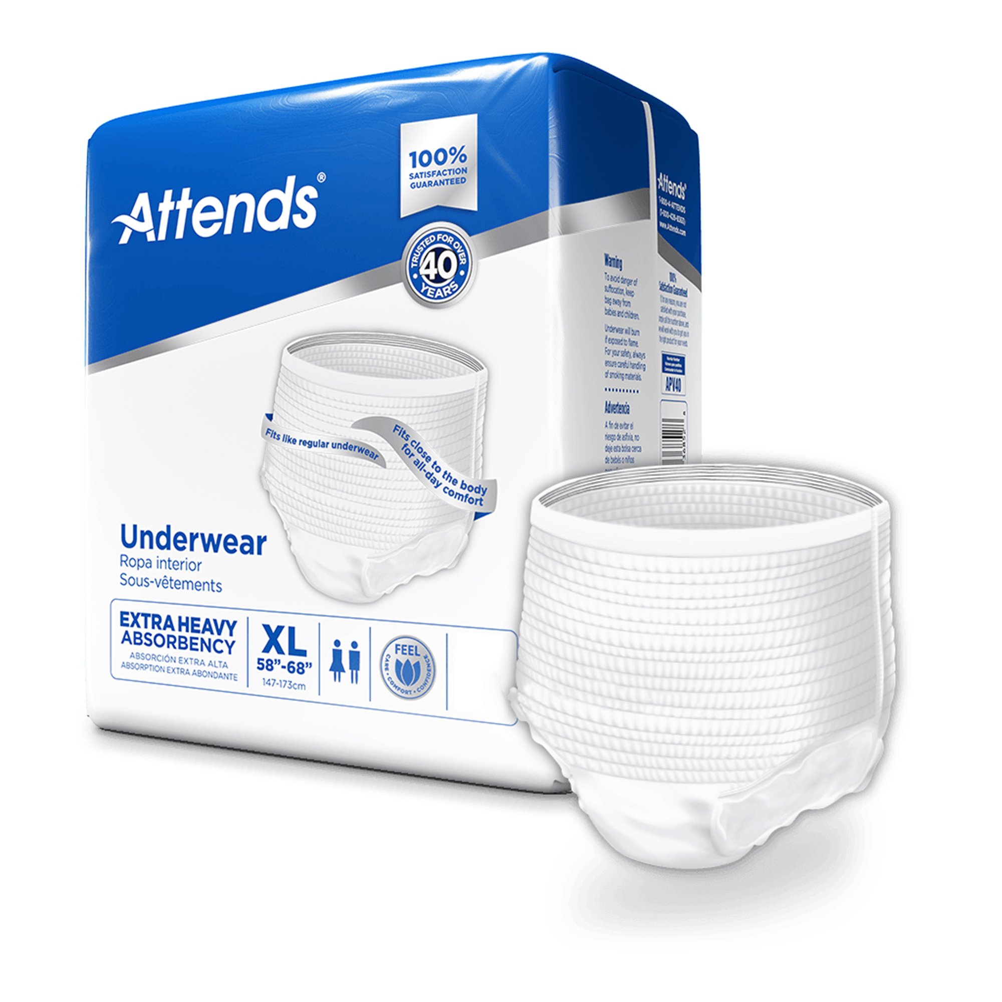 Attends® Care Adult Absorbent Underwear, Heavy Absorbency, X-Large, White - Image 2