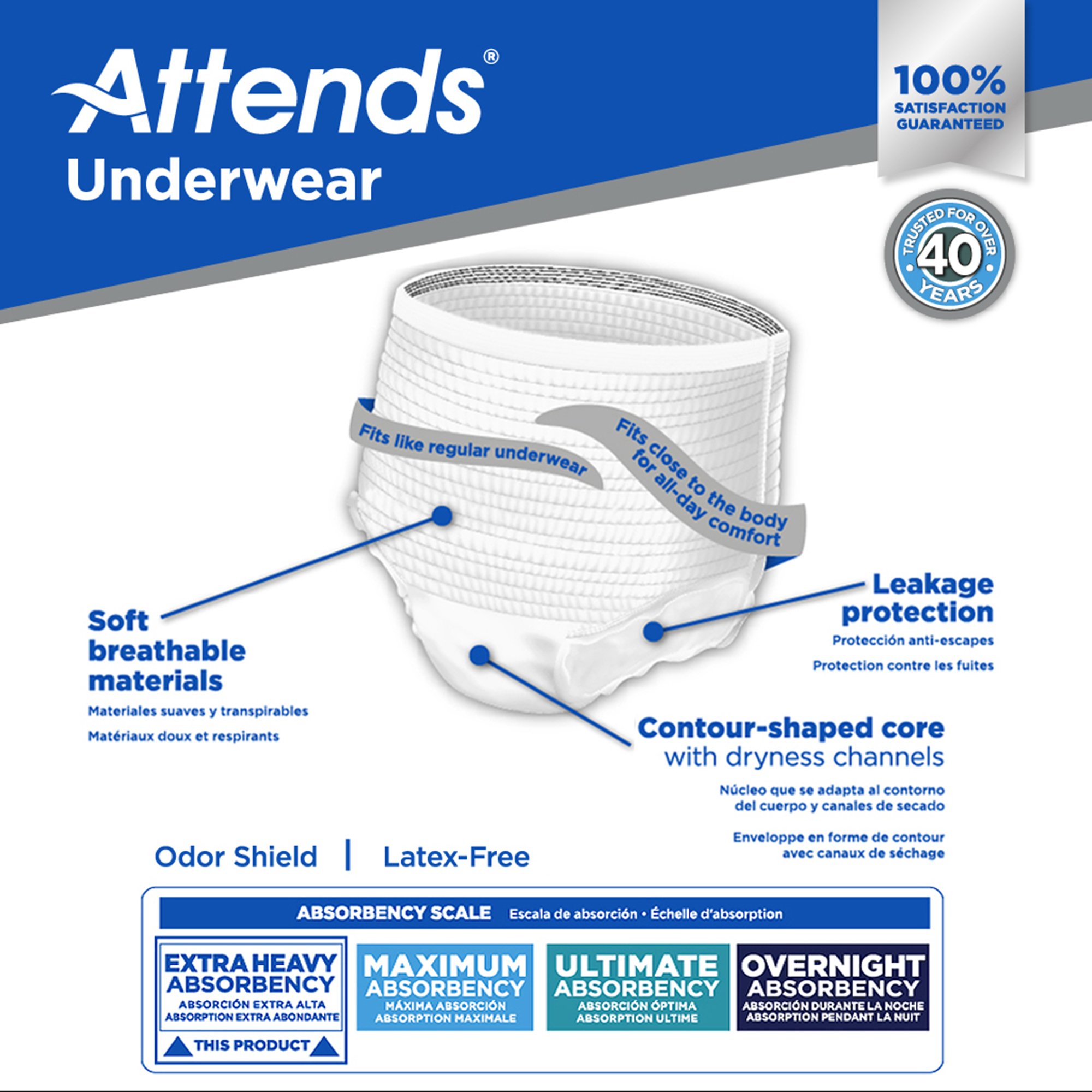 Attends® Care Adult Absorbent Underwear, Heavy Absorbency, X-Large, White - Image 5