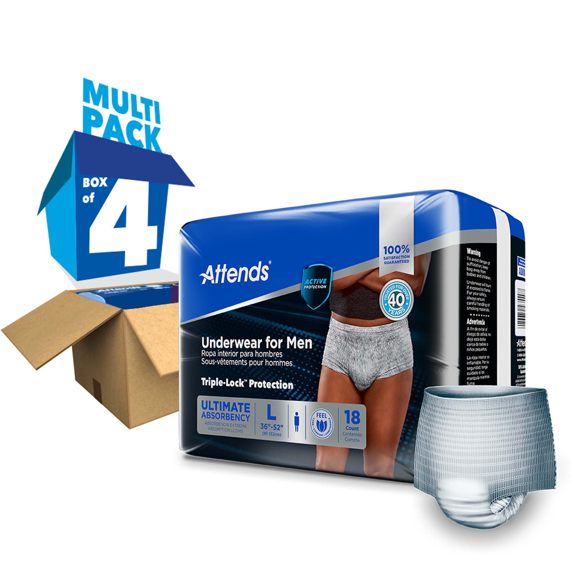 Attends® Discreet Men's Underwear, Level 5, Large - Image 10