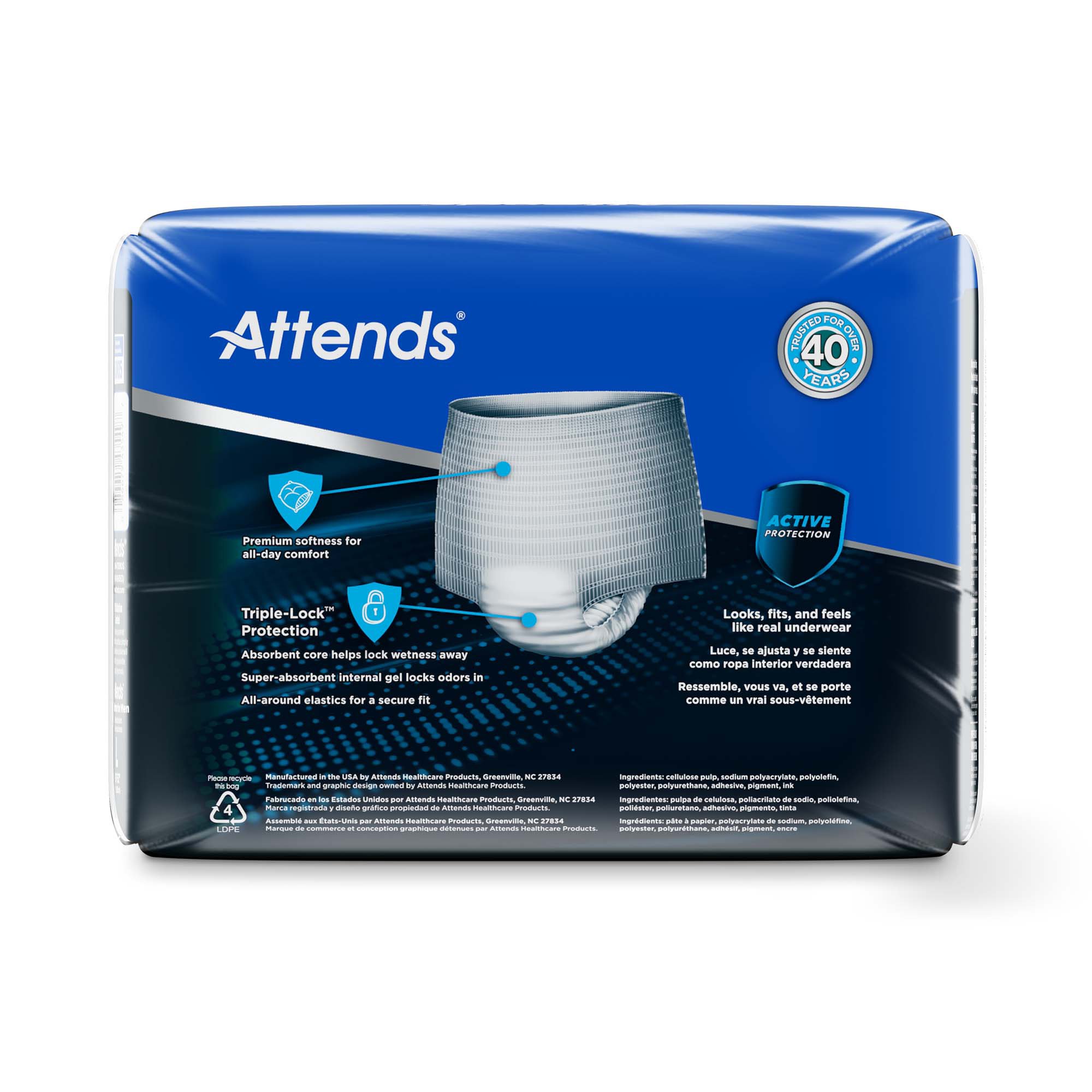 Attends® Discreet Men's Underwear, Level 5, Large - Image 4