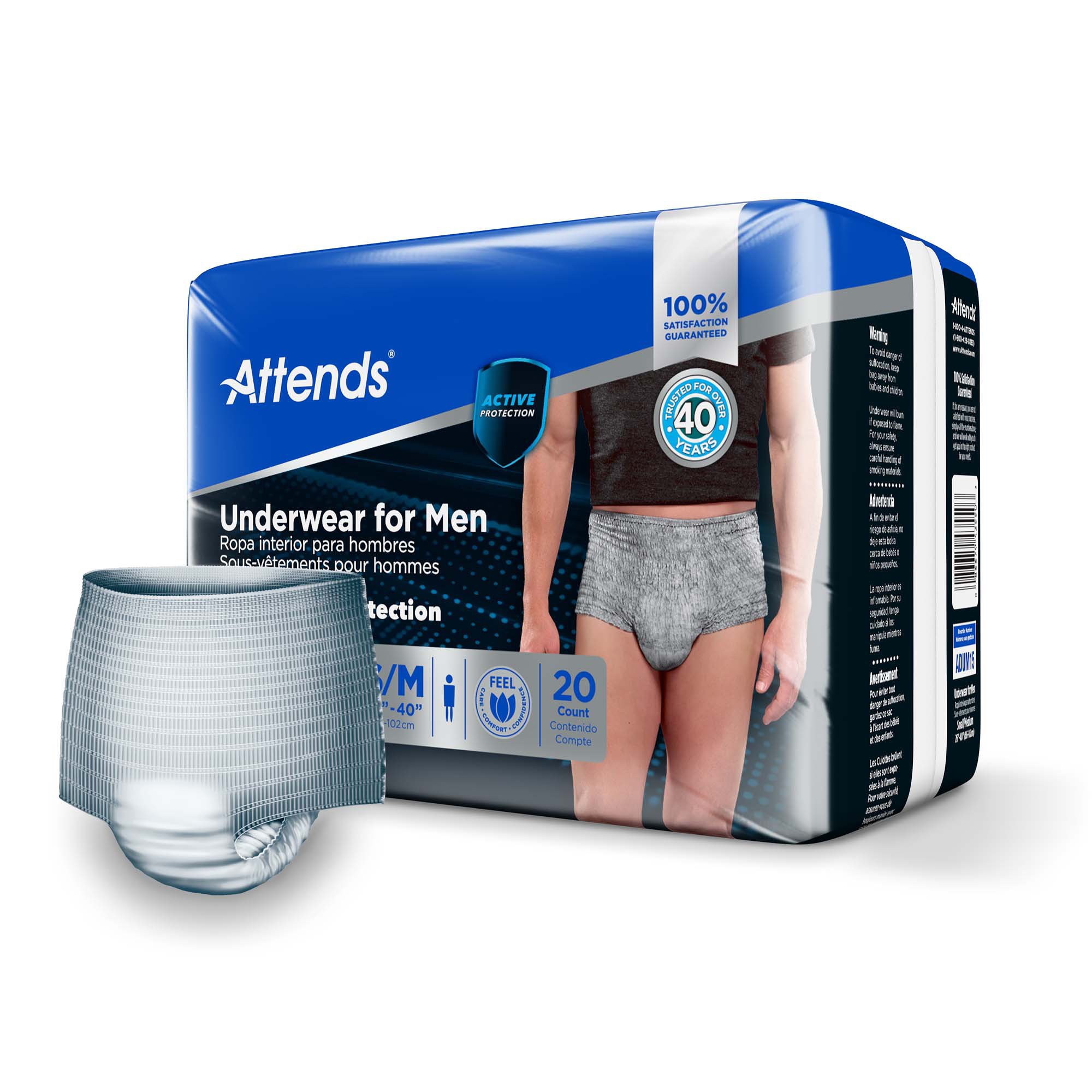 Attends® Discreet Men's Underwear, Level 5, Small / Medium - Image 2