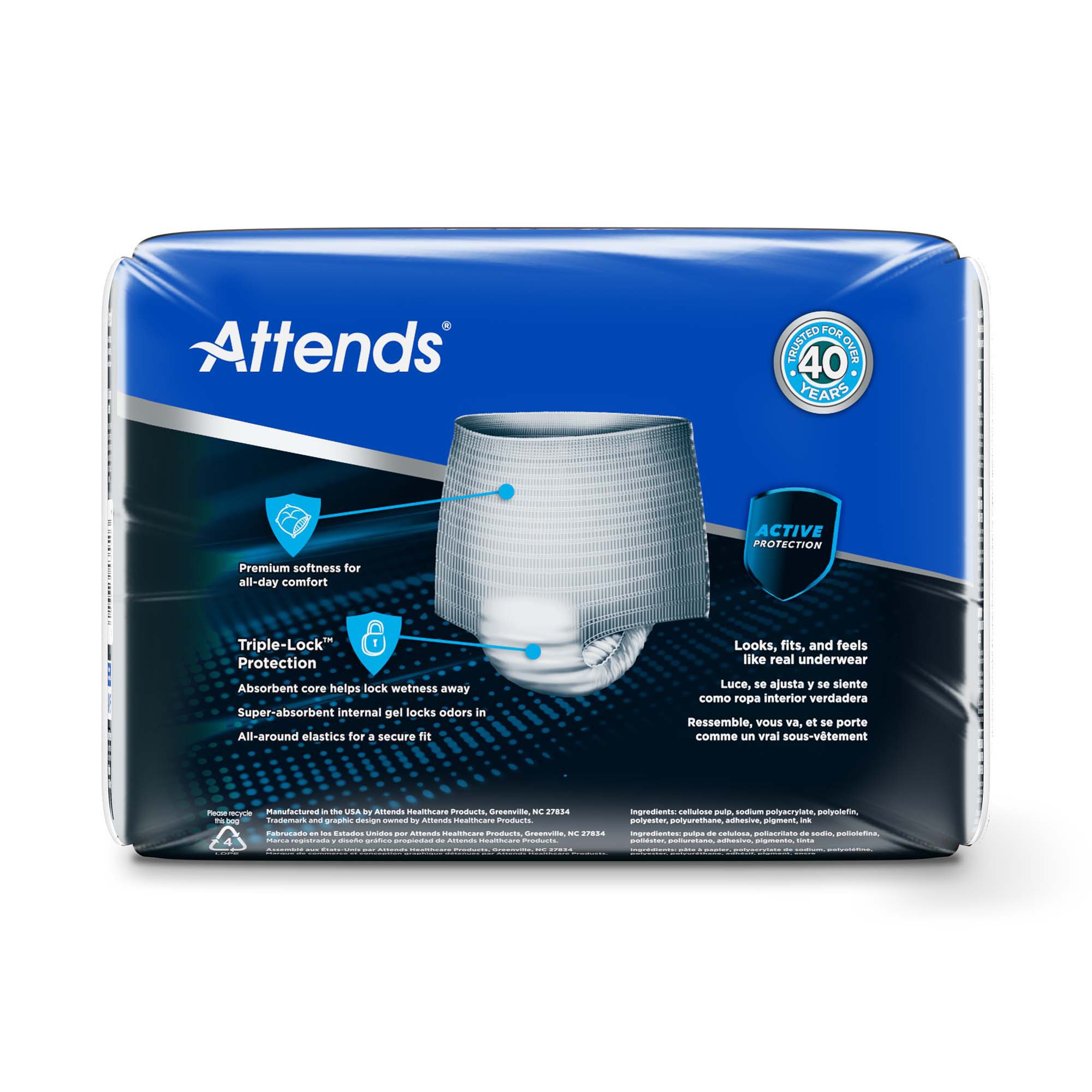 Attends® Discreet Men's Underwear, Level 5, Small / Medium - Image 4