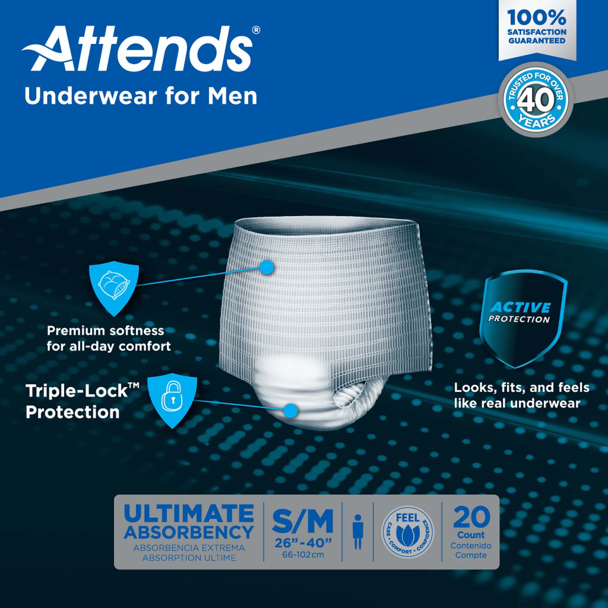 Attends® Discreet Men's Underwear, Level 5, Small / Medium - Image 9