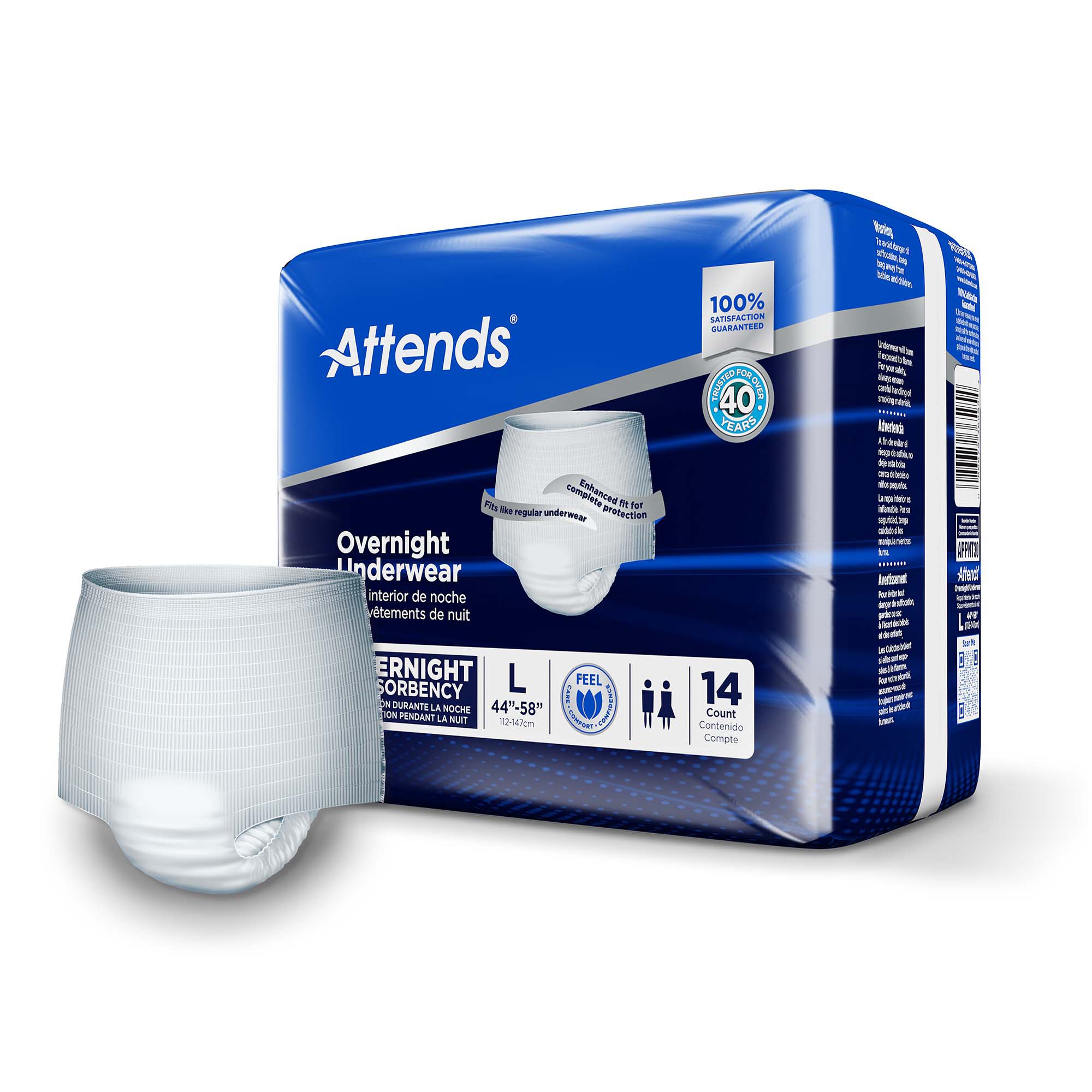 Attends® Overnight Underwear with Extended Wear Protection, Large - Image 2