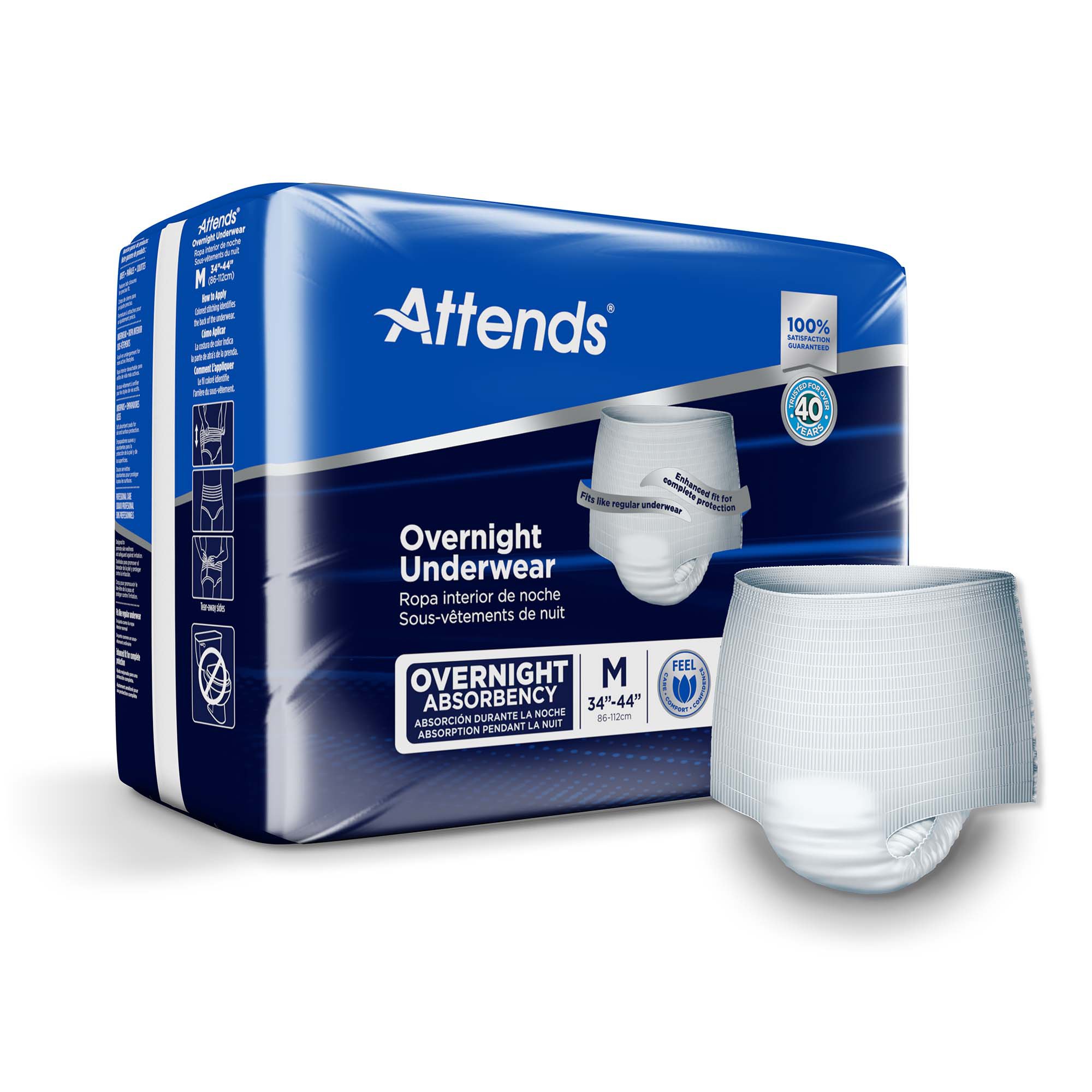Attends® Overnight Underwear with Extended Wear Protection, Medium