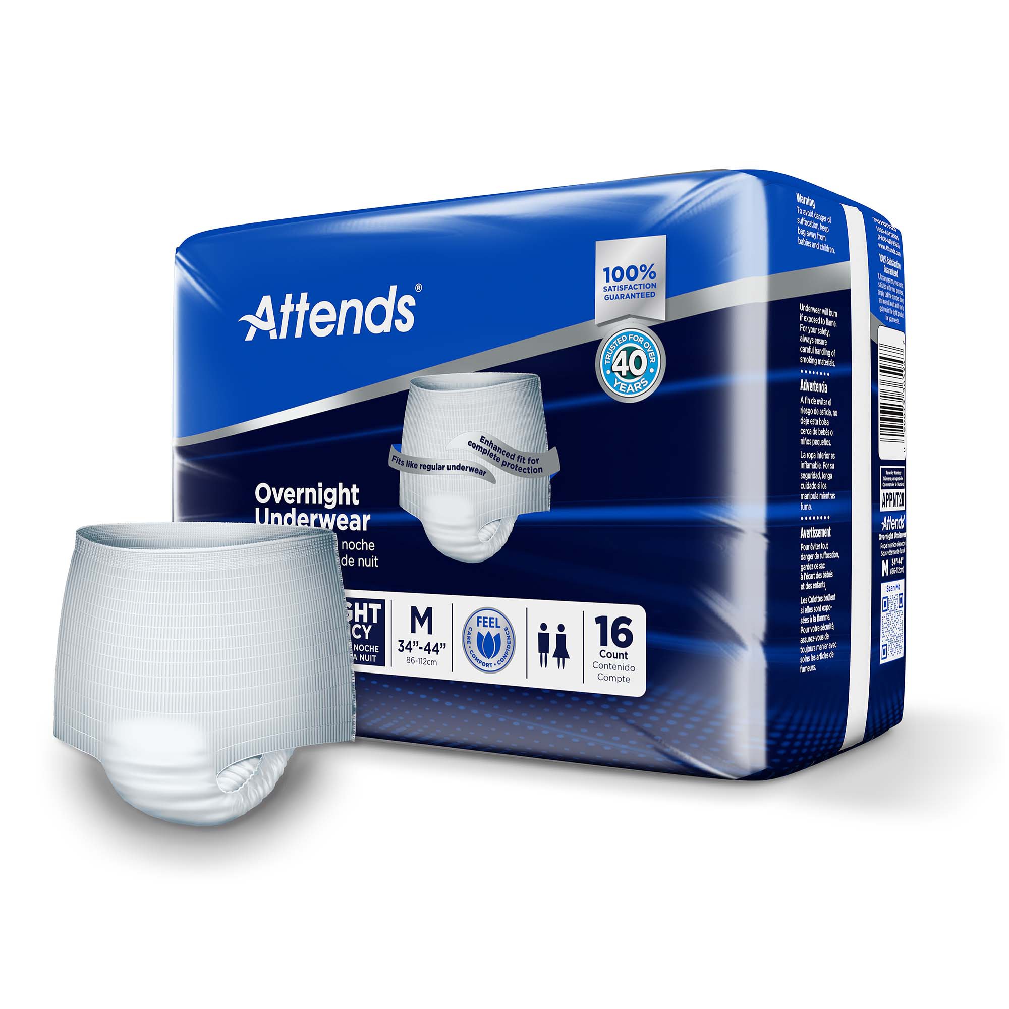 Attends® Overnight Underwear with Extended Wear Protection, Medium - Image 2