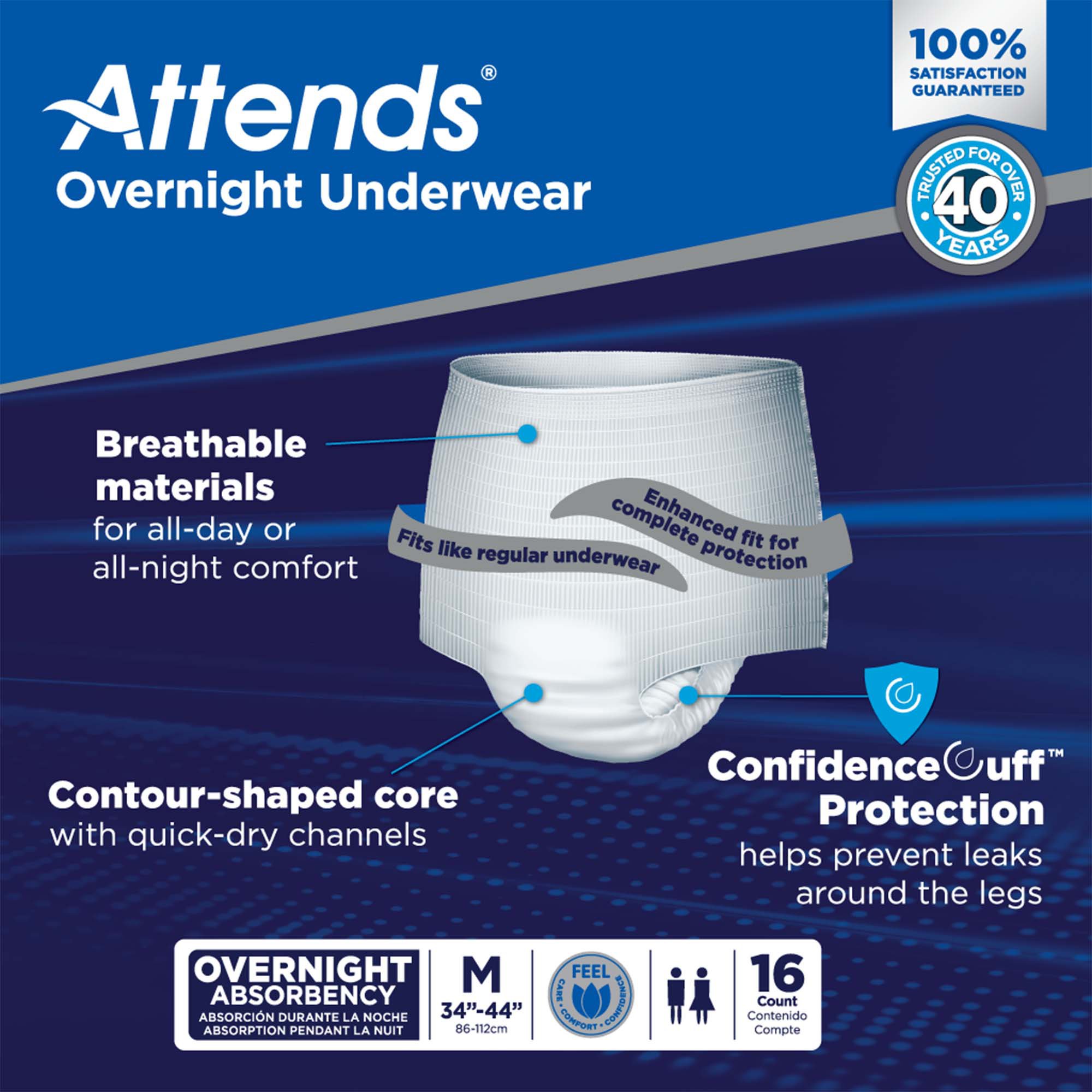 Attends® Overnight Underwear with Extended Wear Protection, Medium - Image 8