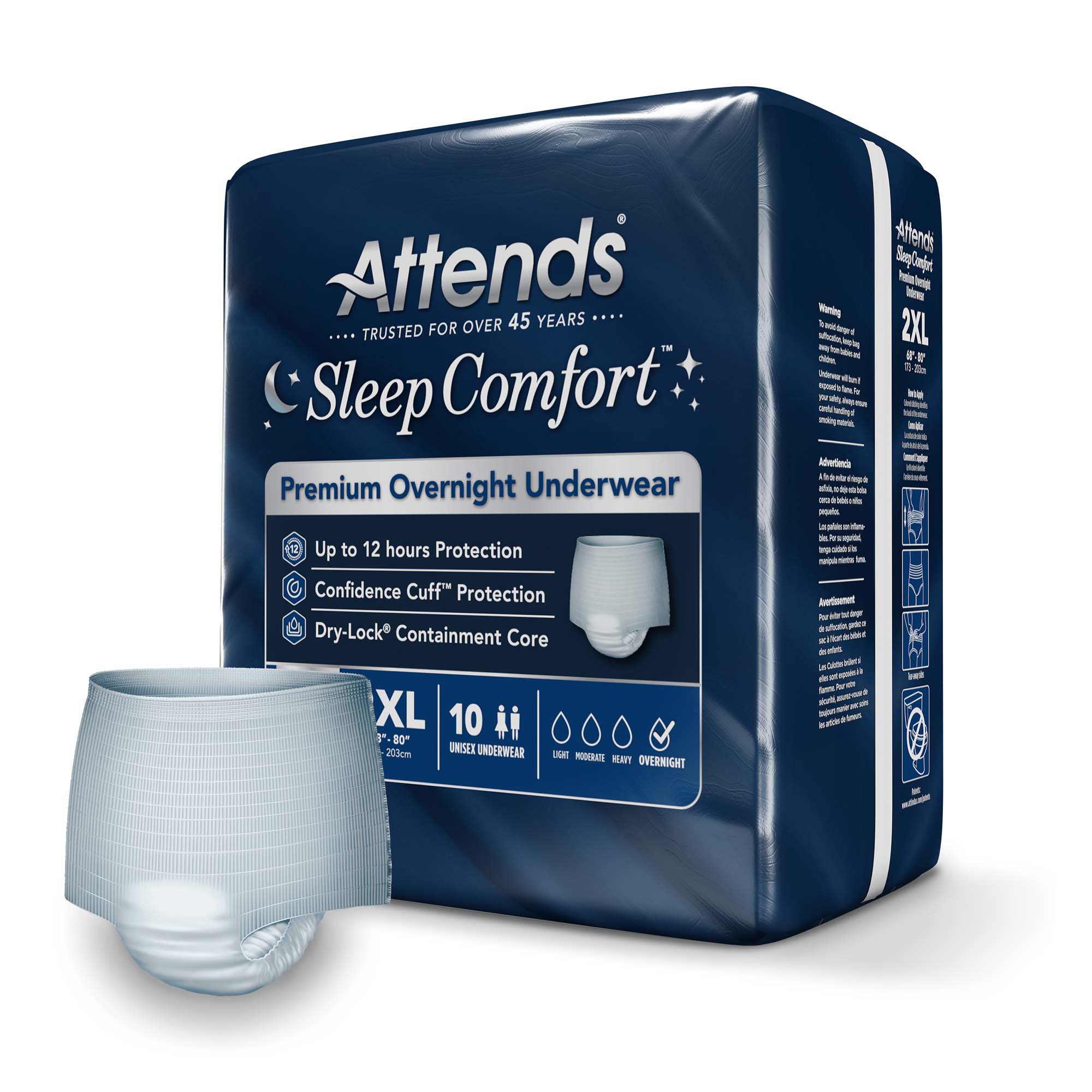Attends® Sleep Comfort Premium Overnight Underwear, 2X-Large, 68 - 80 Inches - Image 2
