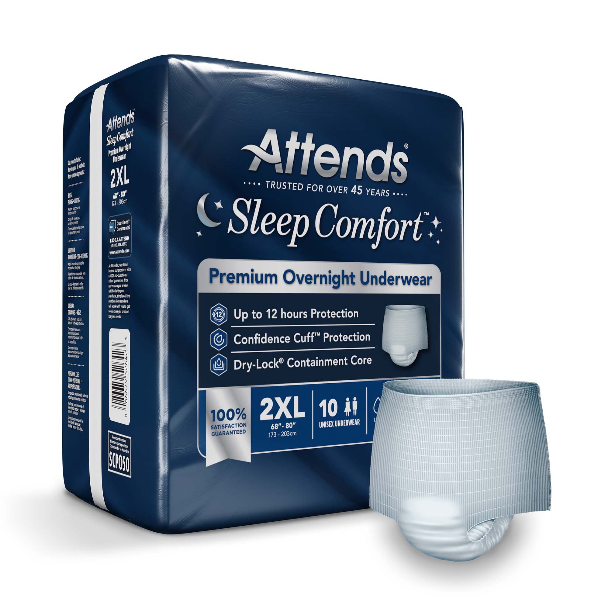 Attends® Sleep Comfort Premium Overnight Underwear, 2X-Large, 68 - 80 Inches
