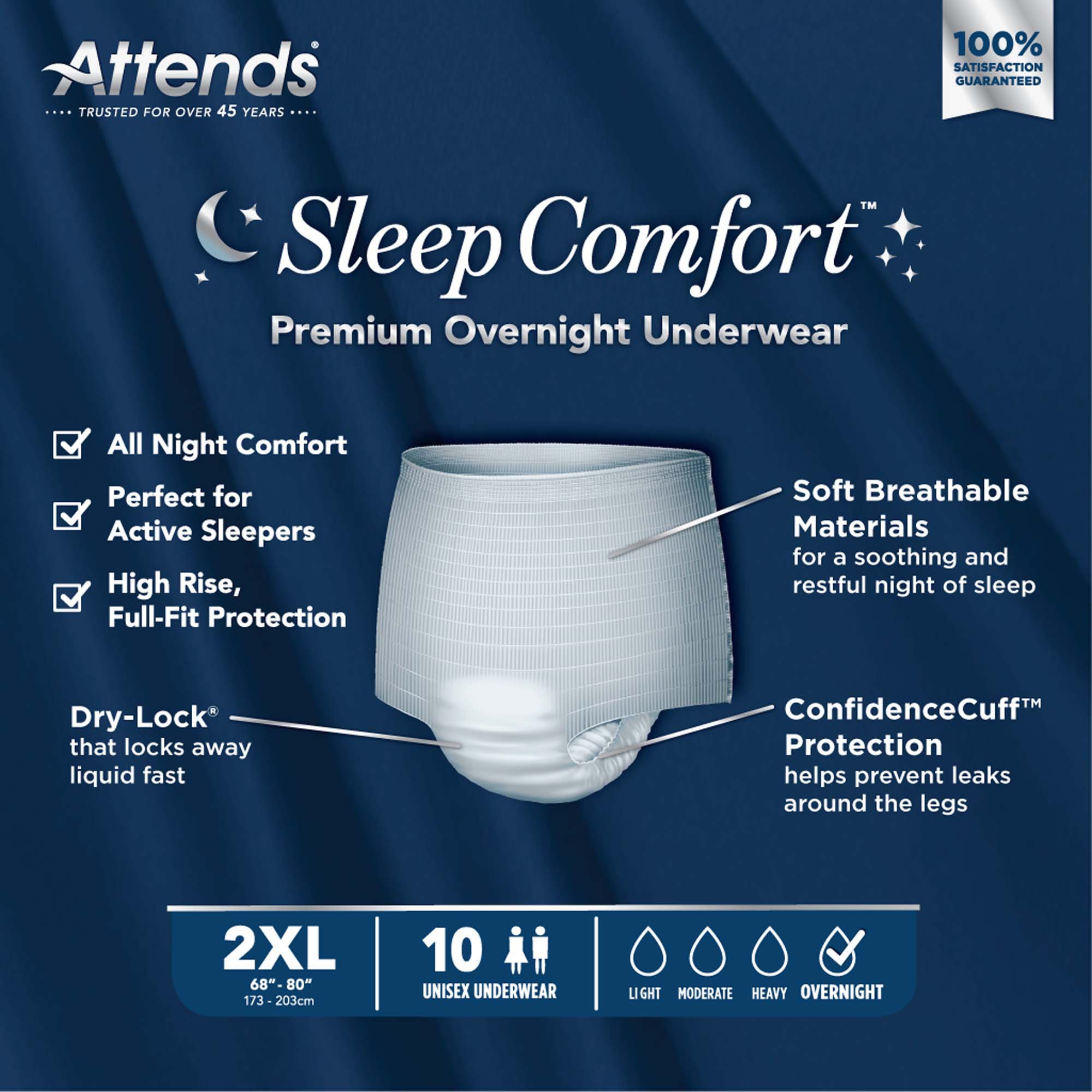 Attends® Sleep Comfort Premium Overnight Underwear, 2X-Large, 68 - 80 Inches - Image 7