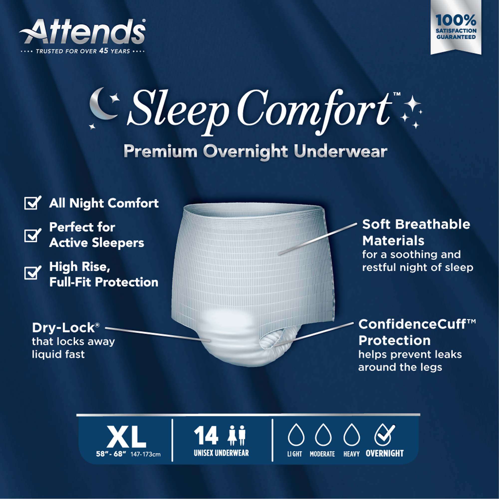 Attends® Sleep Comfort Premium Overnight Underwear, Extra Large, 58 - 68 Inches - Image 7