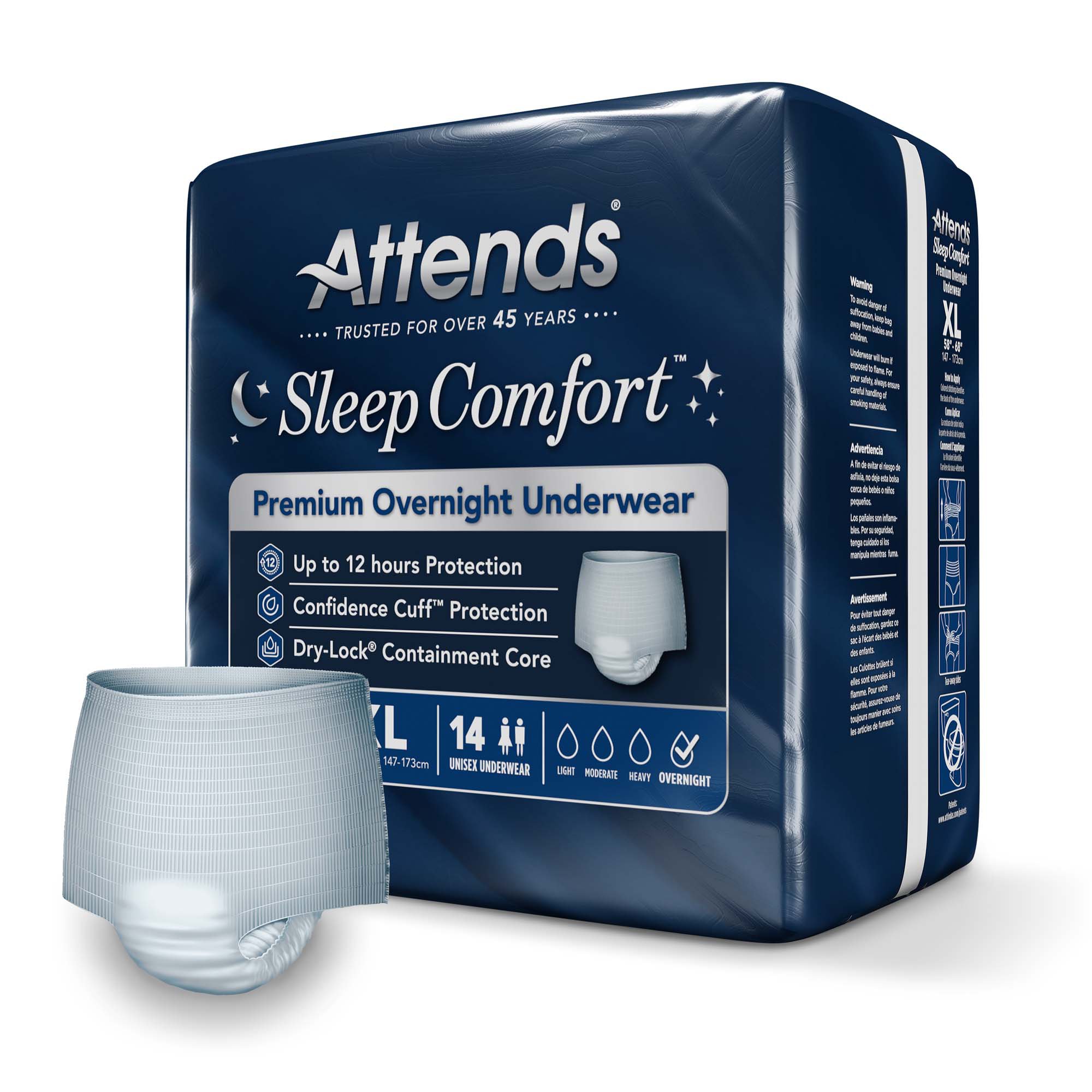 Attends® Sleep Comfort Premium Overnight Underwear, Extra Large, 58 - 68 Inches - Image 2