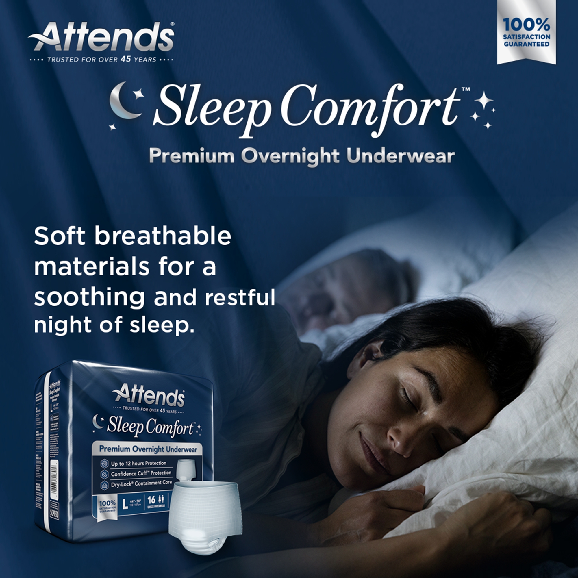 Attends® Sleep Comfort Premium Overnight Underwear, Large, 44 - 58 Inches - Image 8