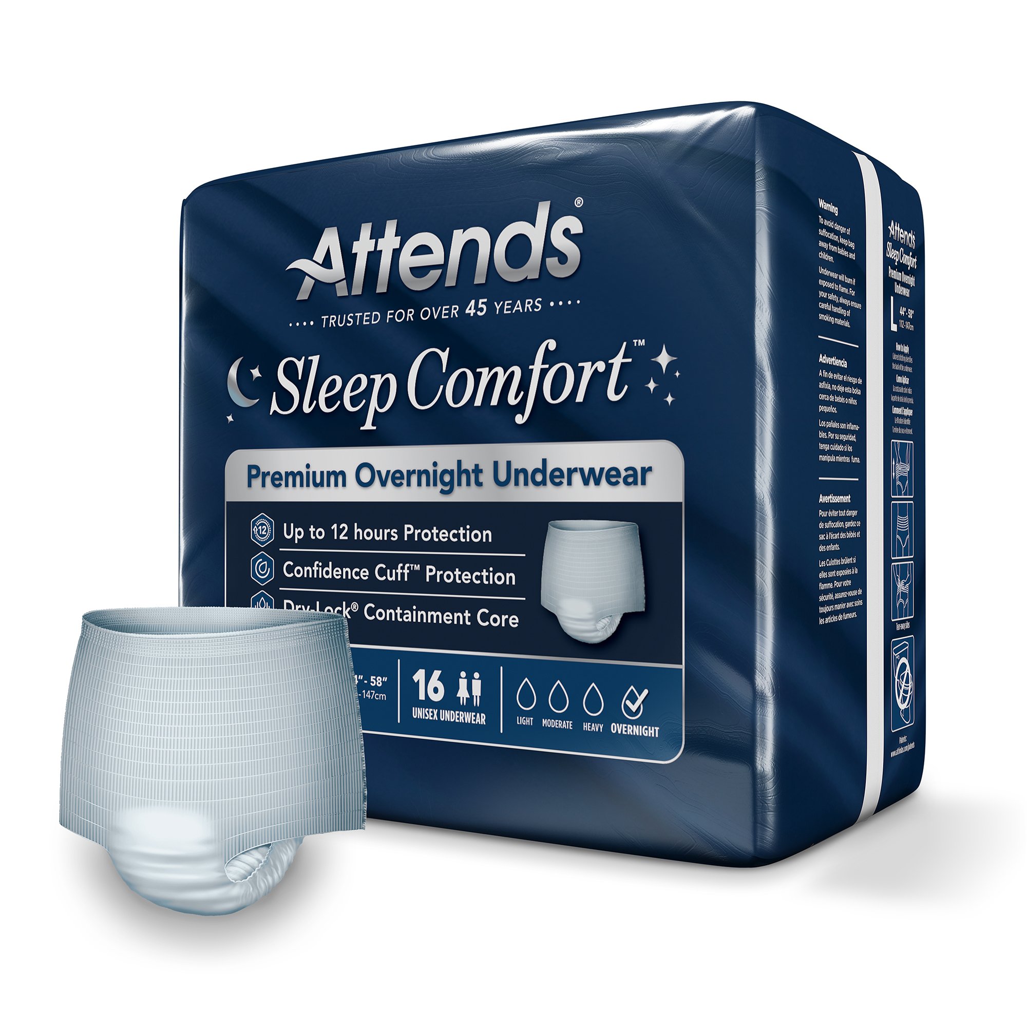 Attends® Sleep Comfort Premium Overnight Underwear, Large, 44 - 58 Inches - Image 2