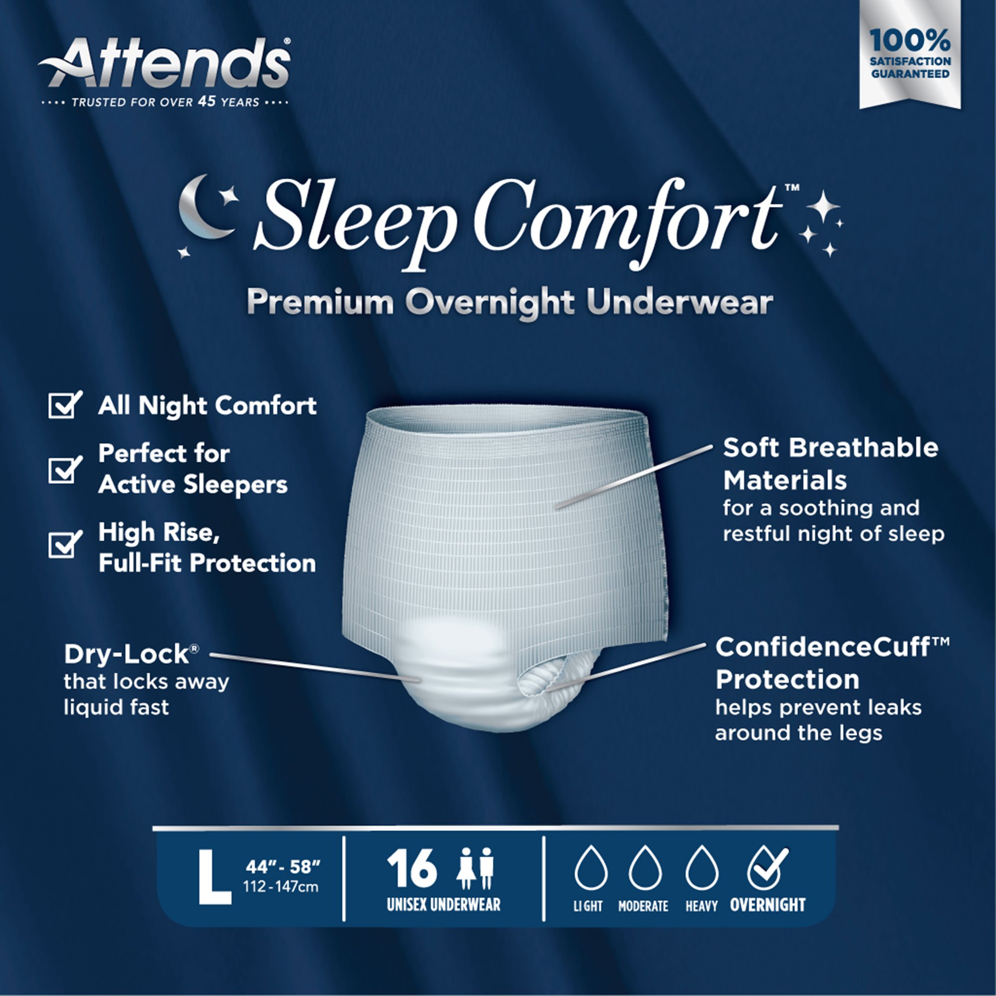 Attends® Sleep Comfort Premium Overnight Underwear, Large, 44 - 58 Inches - Image 7