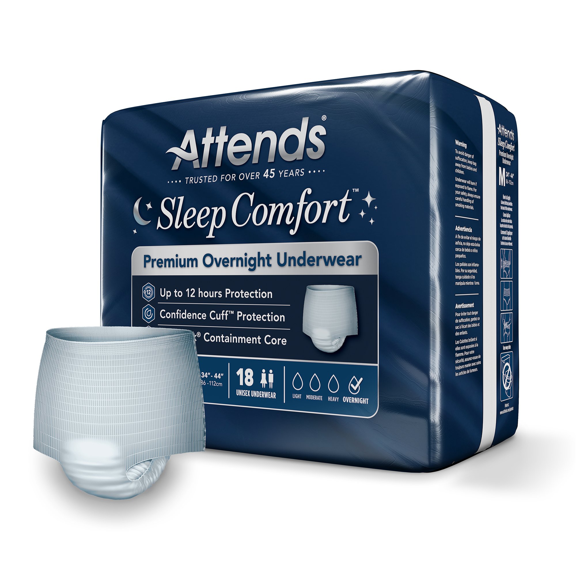 Attends® Sleep Comfort Premium Overnight Underwear, Medium, 24 - 44 Inches - Image 2