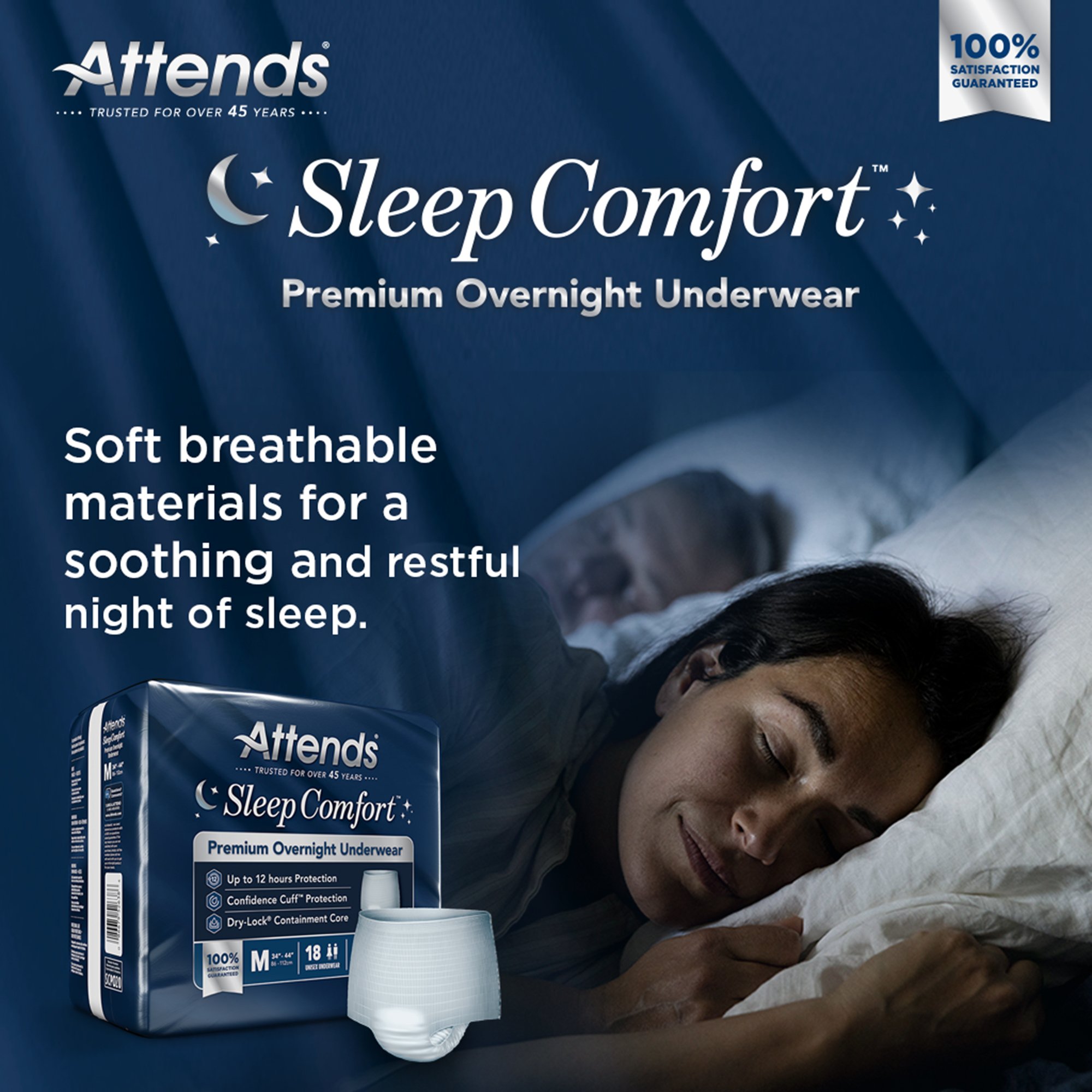 Attends® Sleep Comfort Premium Overnight Underwear, Medium, 24 - 44 Inches - Image 8