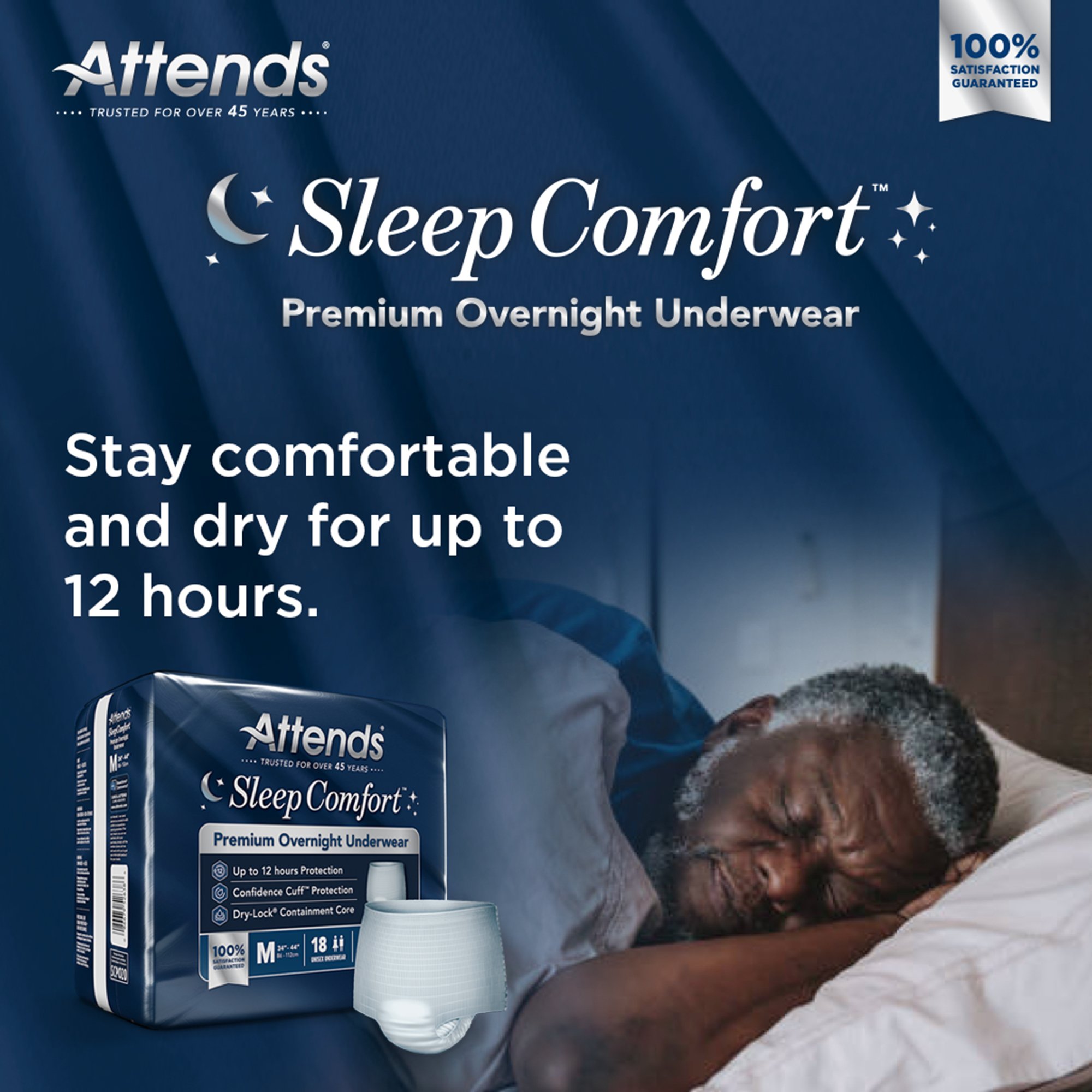 Attends® Sleep Comfort Premium Overnight Underwear, Medium, 24 - 44 Inches - Image 9