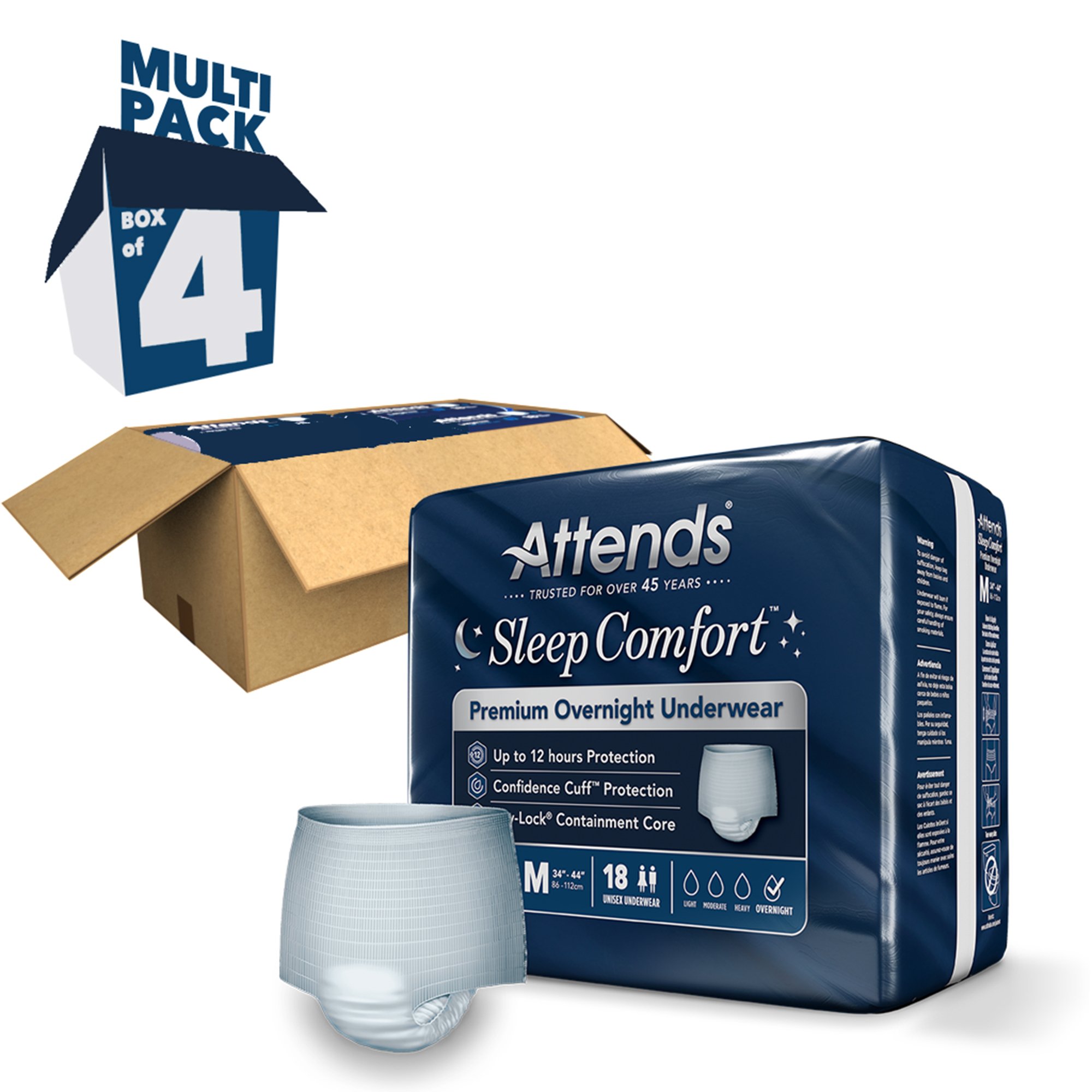 Attends® Sleep Comfort Premium Overnight Underwear, Medium, 24 - 44 Inches - Image 10