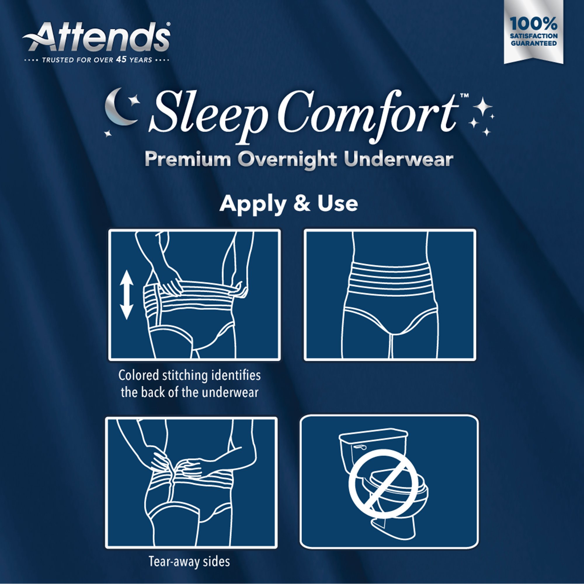 Attends® Sleep Comfort Premium Overnight Underwear, Small, 20 - 34 Inches - Image 6