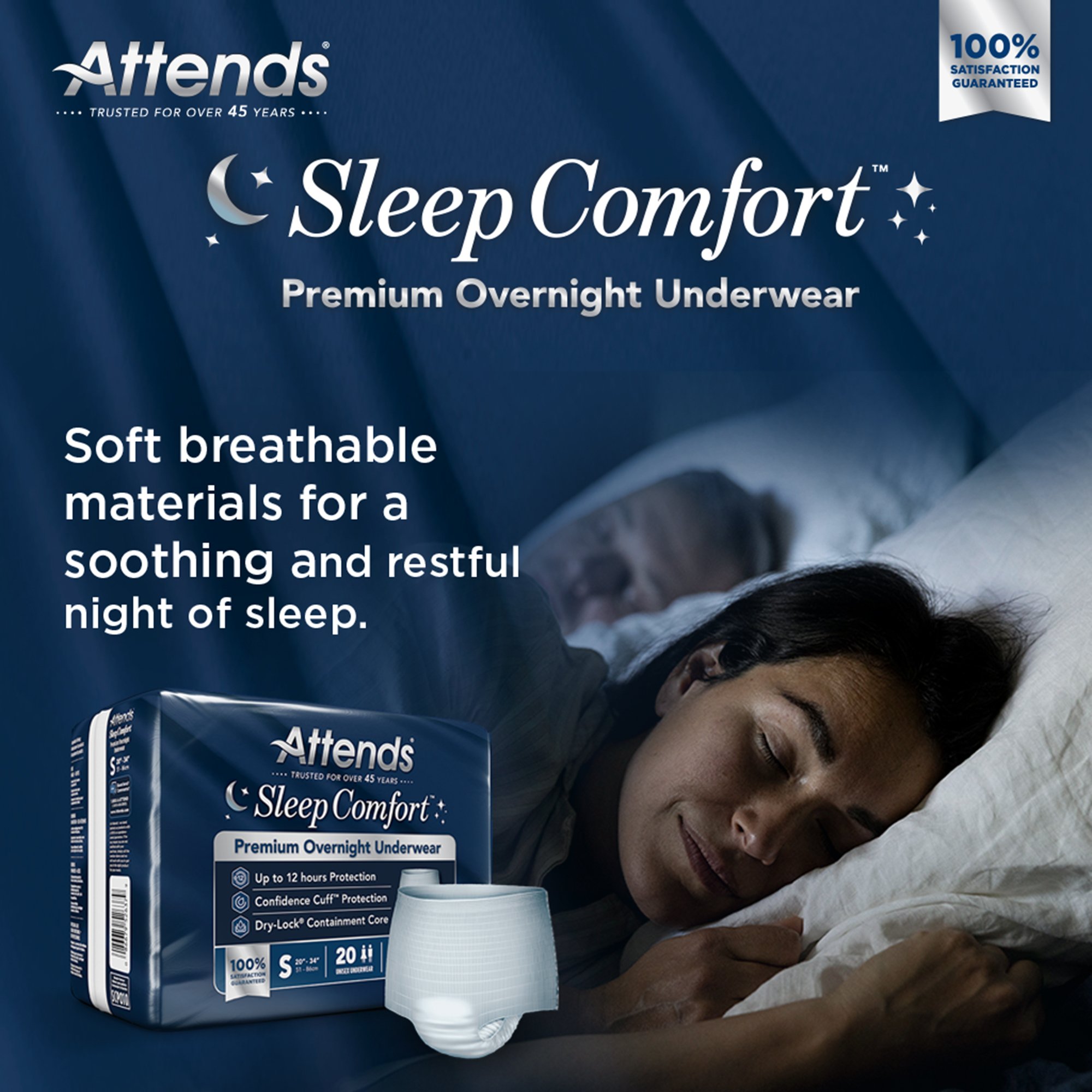 Attends® Sleep Comfort Premium Overnight Underwear, Small, 20 - 34 Inches - Image 8