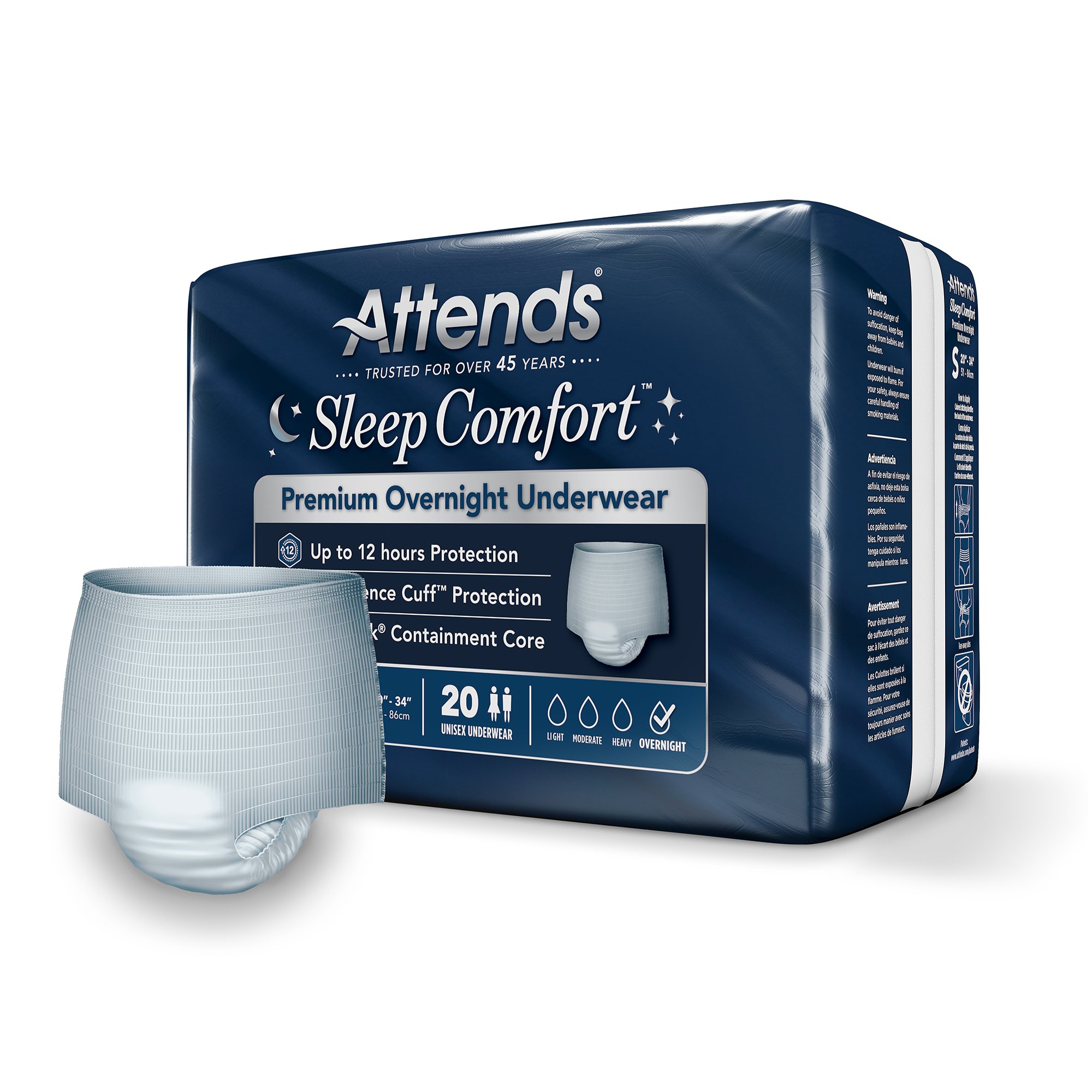 Attends® Sleep Comfort Premium Overnight Underwear, Small, 20 - 34 Inches - Image 2